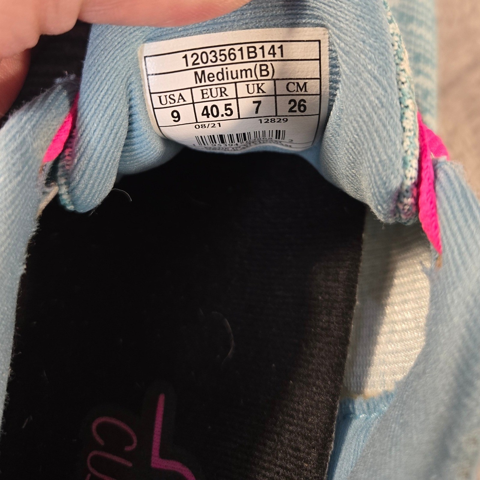 Brooks Ghost 14 Womens Running Shoes Blue Pink Knit Sneakers 1203561B141 Size 9