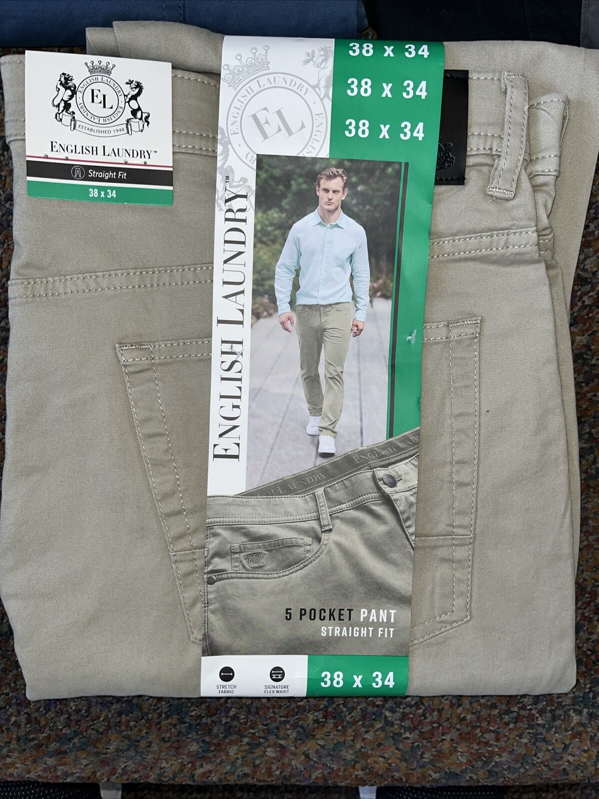 English Laundry Men’s 5 Pocket Straight Fit Pant Brown,BLACK,BLUE 1768319
