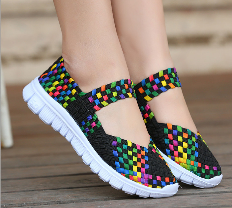 Women Woven Light Weight Elastic Trainer Comfort Slip On Sport Water Shoes WS79