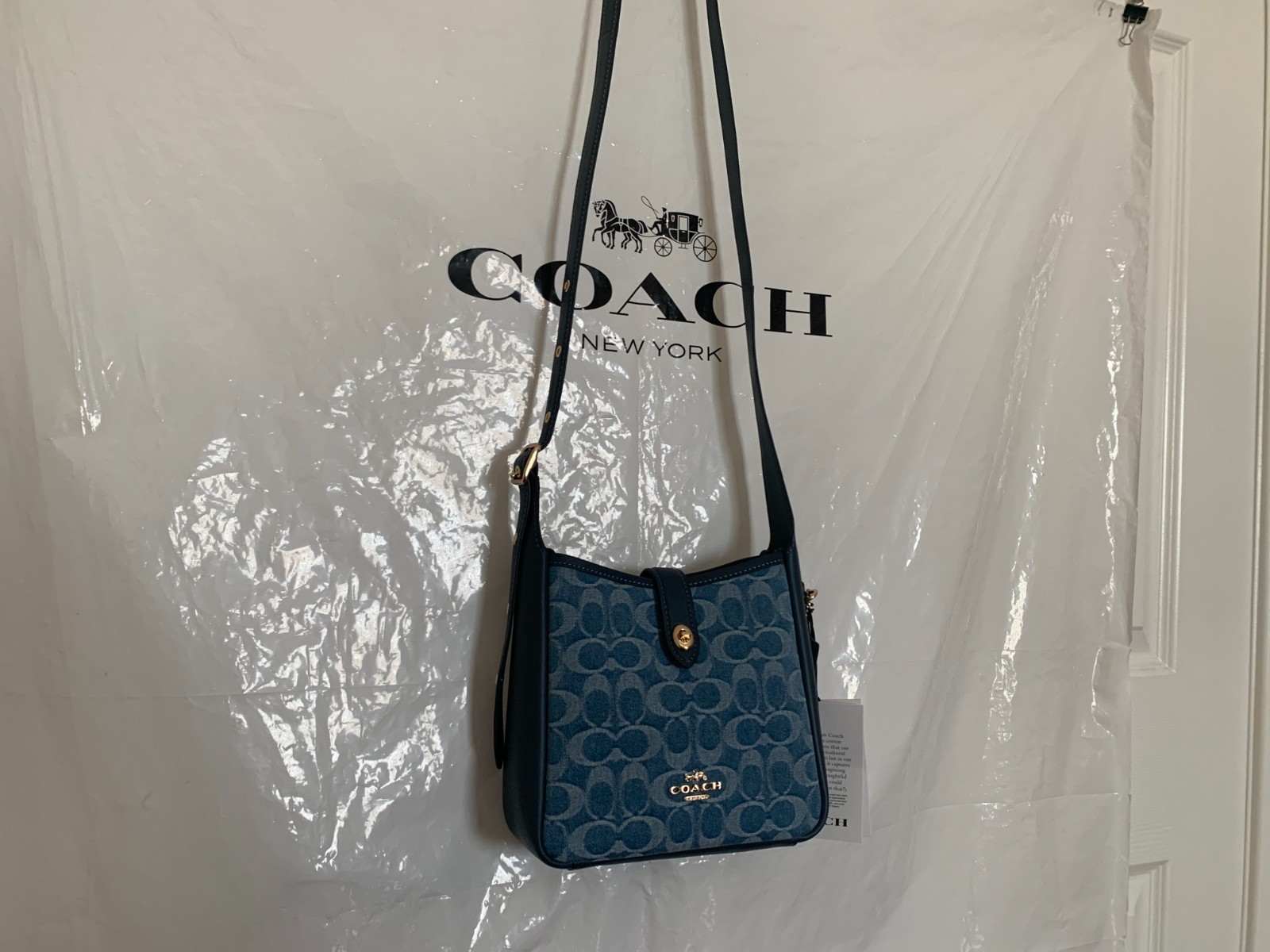 NWT Coach CCZ44 Hadley Mini Crossbody Bag In Signature Denim & Leather Indigo