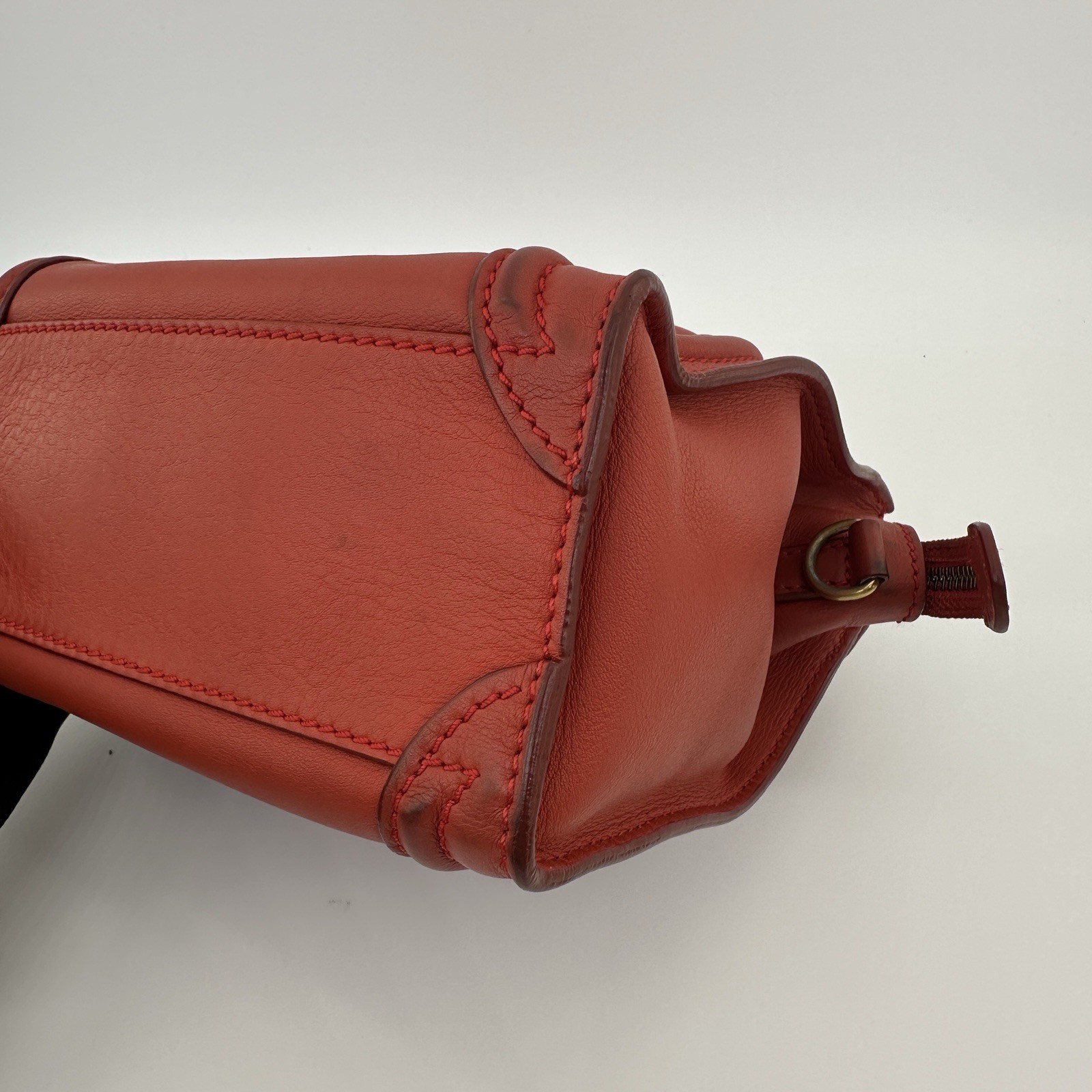 Celine Nano Luggage Top Handle & Crossbody Bag Red calfskin.