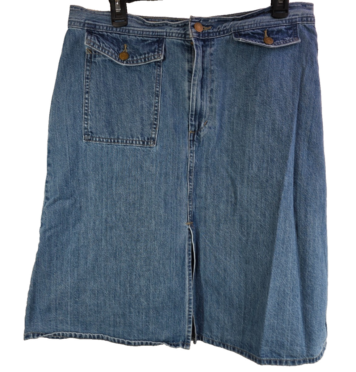 LEVIS Denim Skirt Women’s Sz 32 Medium Wash 34″ Waist X 24″ Midi