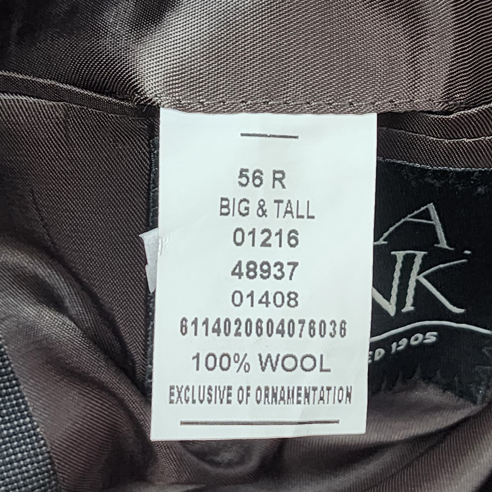 Jos A Bank 56R 50×28 Gray Nailhead 100% Wool 2Btn 2Pc Mens Jacket Pants Suit