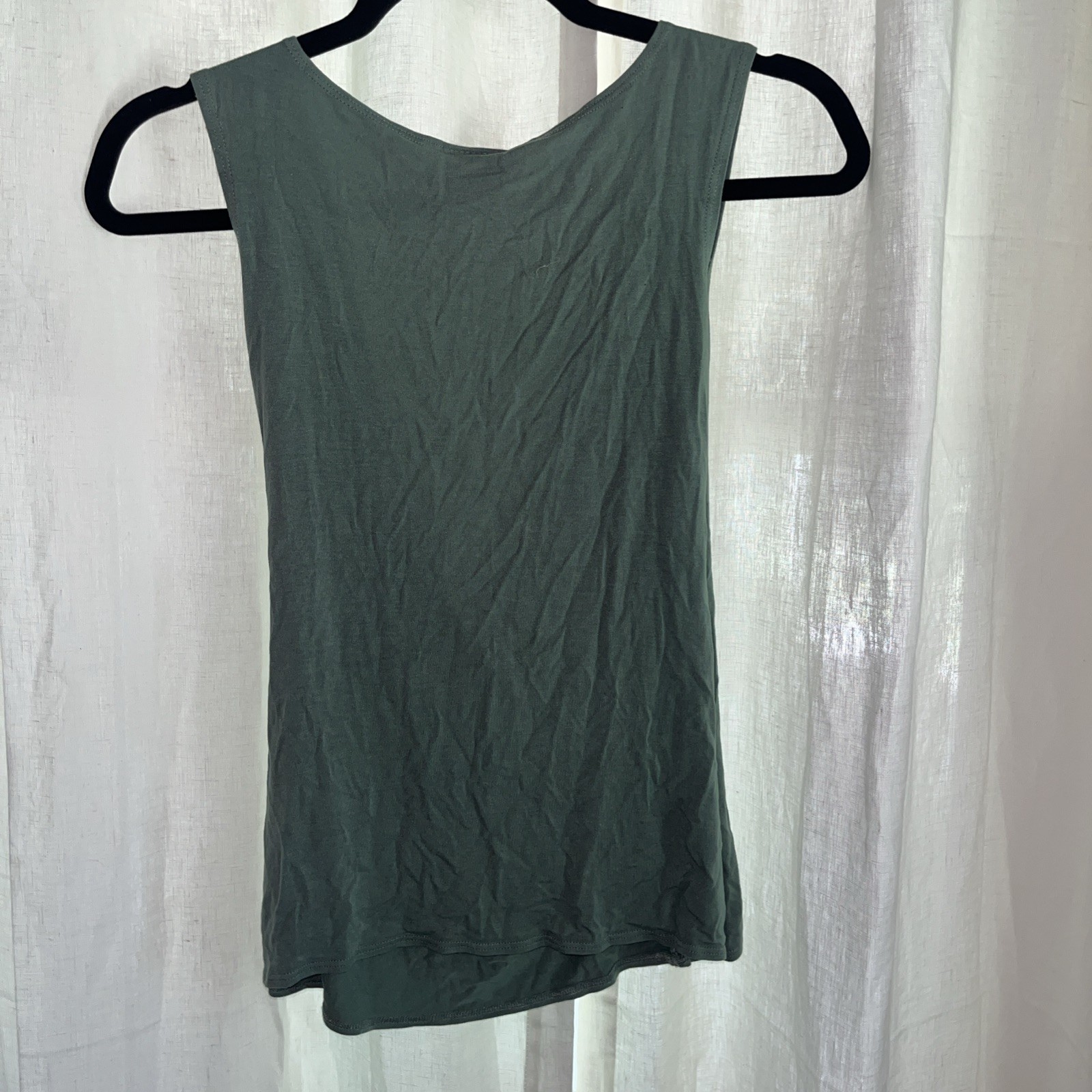 Salaam Wrap-Style Sleeveless Tank Shirt Med. Soft Green
