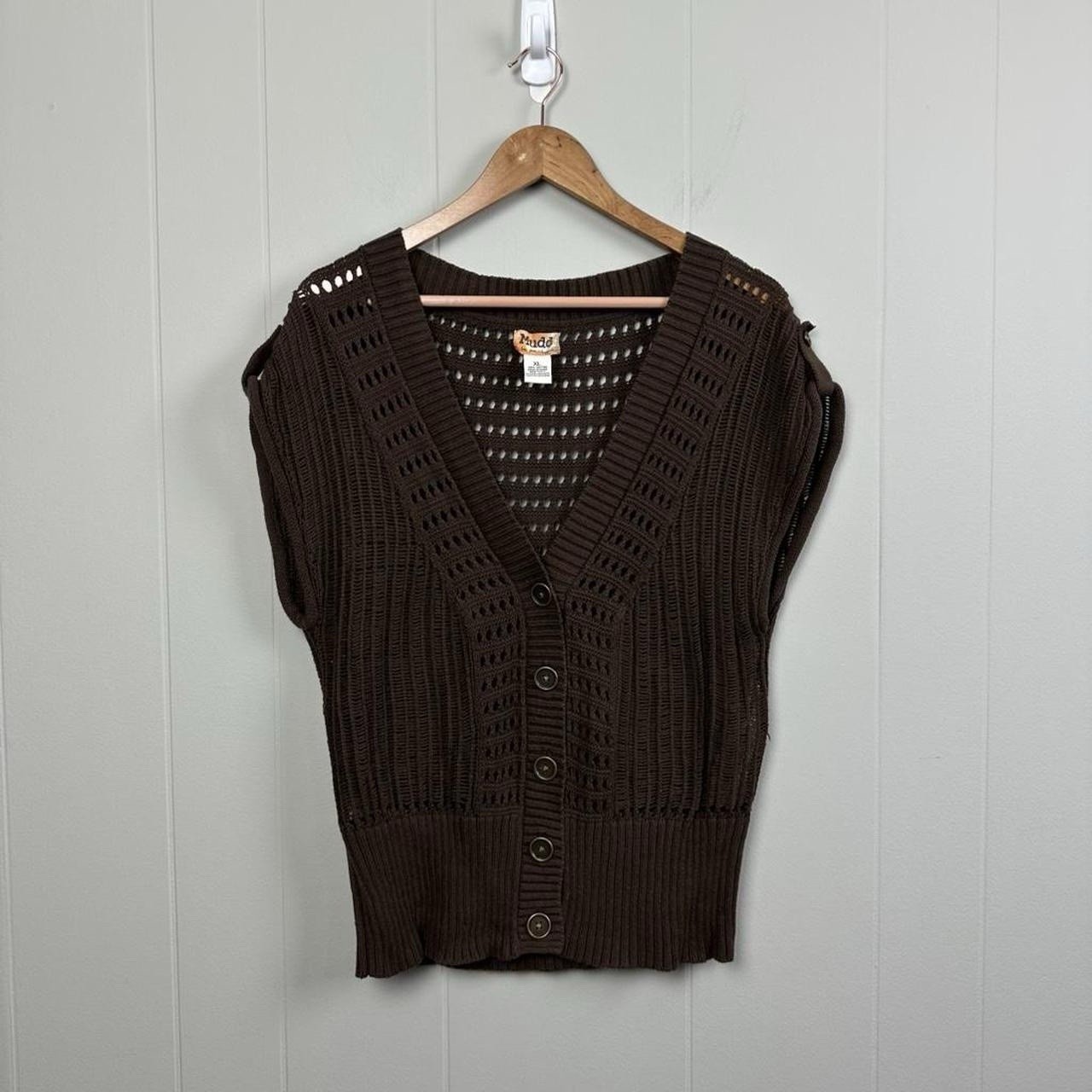 Mudd y2k vintage brown knit cardigan vest women’s Size XL