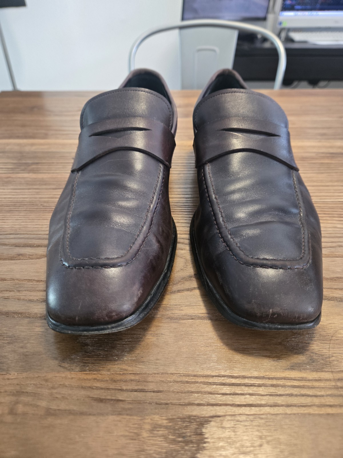Ferragamo Dark Brown Penny Loafers 12 D