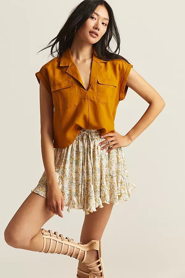 Anthropologie Women’s Cropped Utility Pullover Size XS