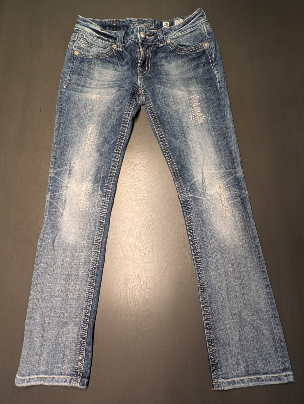 Miss Me Jeans – For Buckle Boot Cut Size 28 Bling Fleur De Lis 28/31 Vintage Y2K