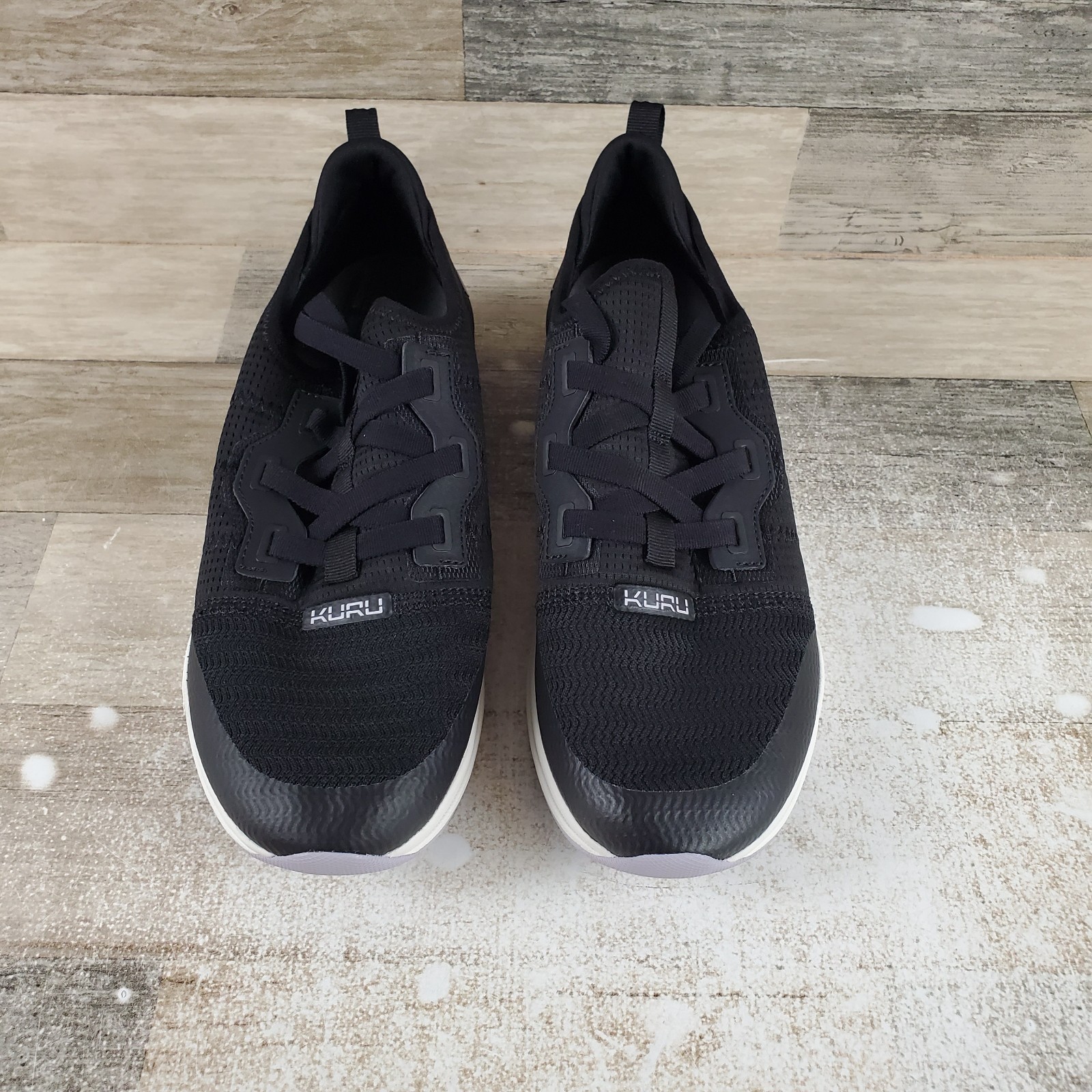 KURU Stride Womens Shoes Sz 9.5 M Running Jet Black Bright White Lace Up Sneaker