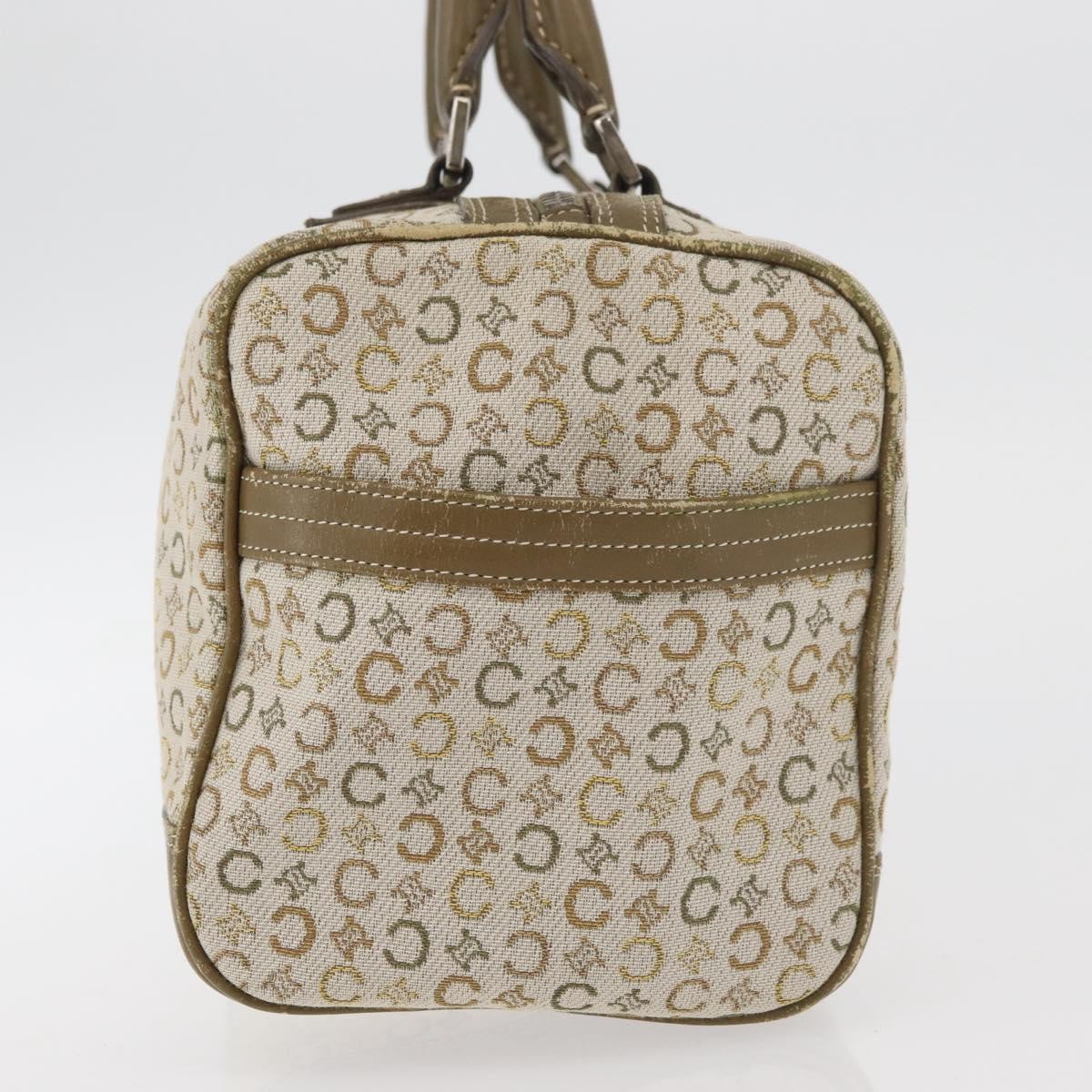 CELINE C Macadam Canvas Mini Boston Bag Khaki Silver Auth ep14462
