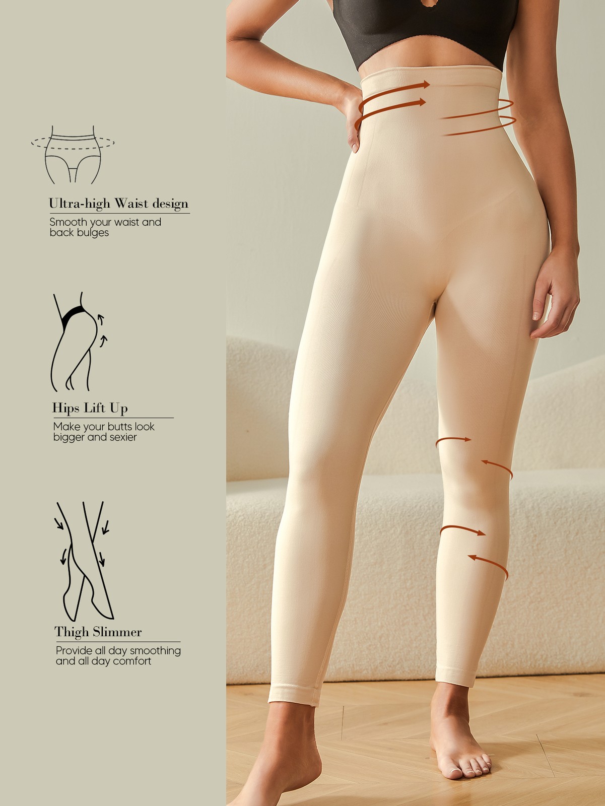 Slimming Anti Cellulite Compression Leggings Leg Shaper High Waist Black Pants