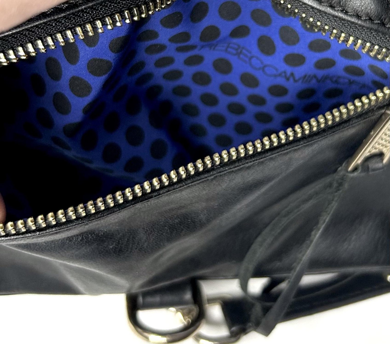 Rebecca Minkoff Purse Mini MAC Crossbody Clutch Bag Black Leather Chain Strap