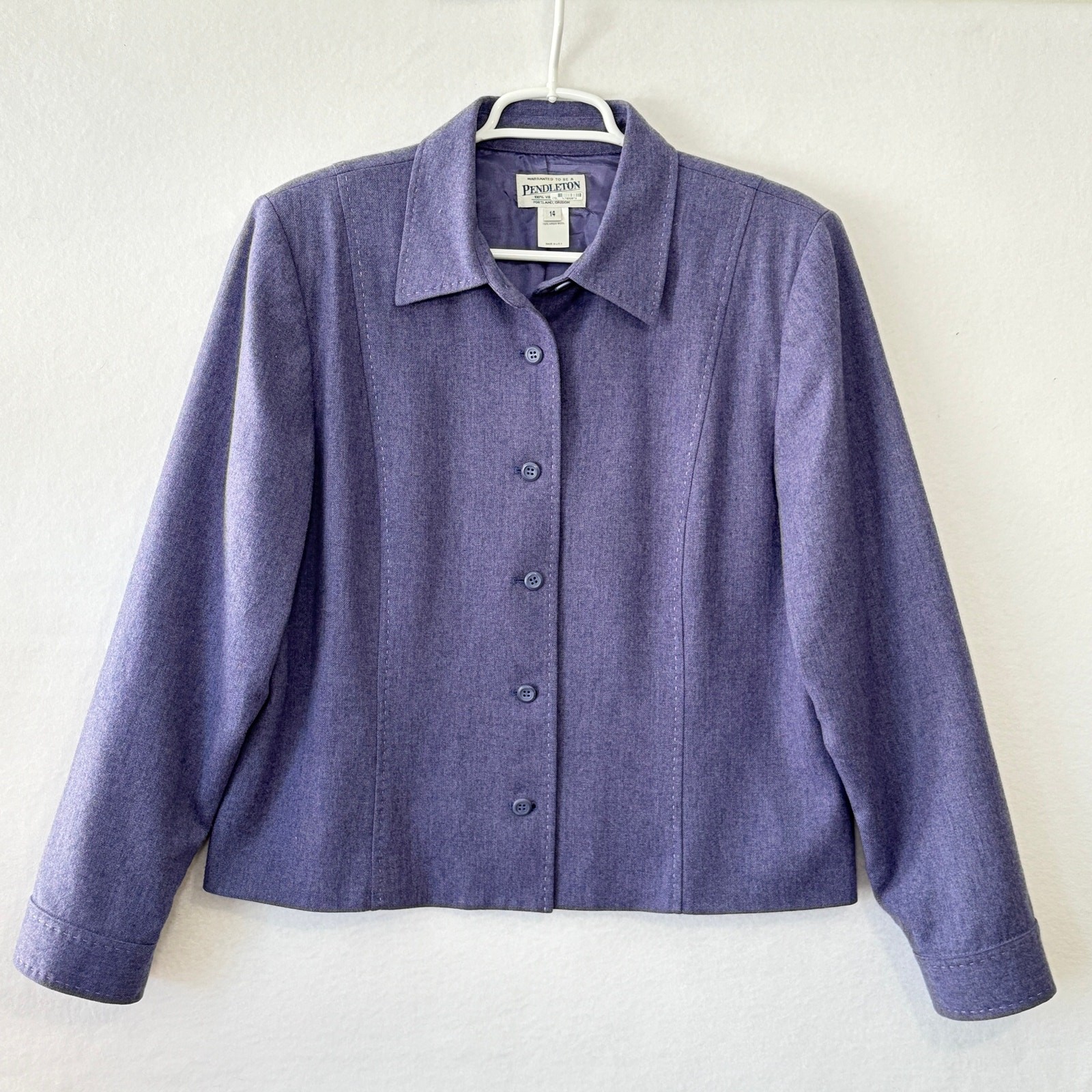 Pendleton Blazer Womens 14 Purple Virgin Wool Vintage Lightweight Jacket USA