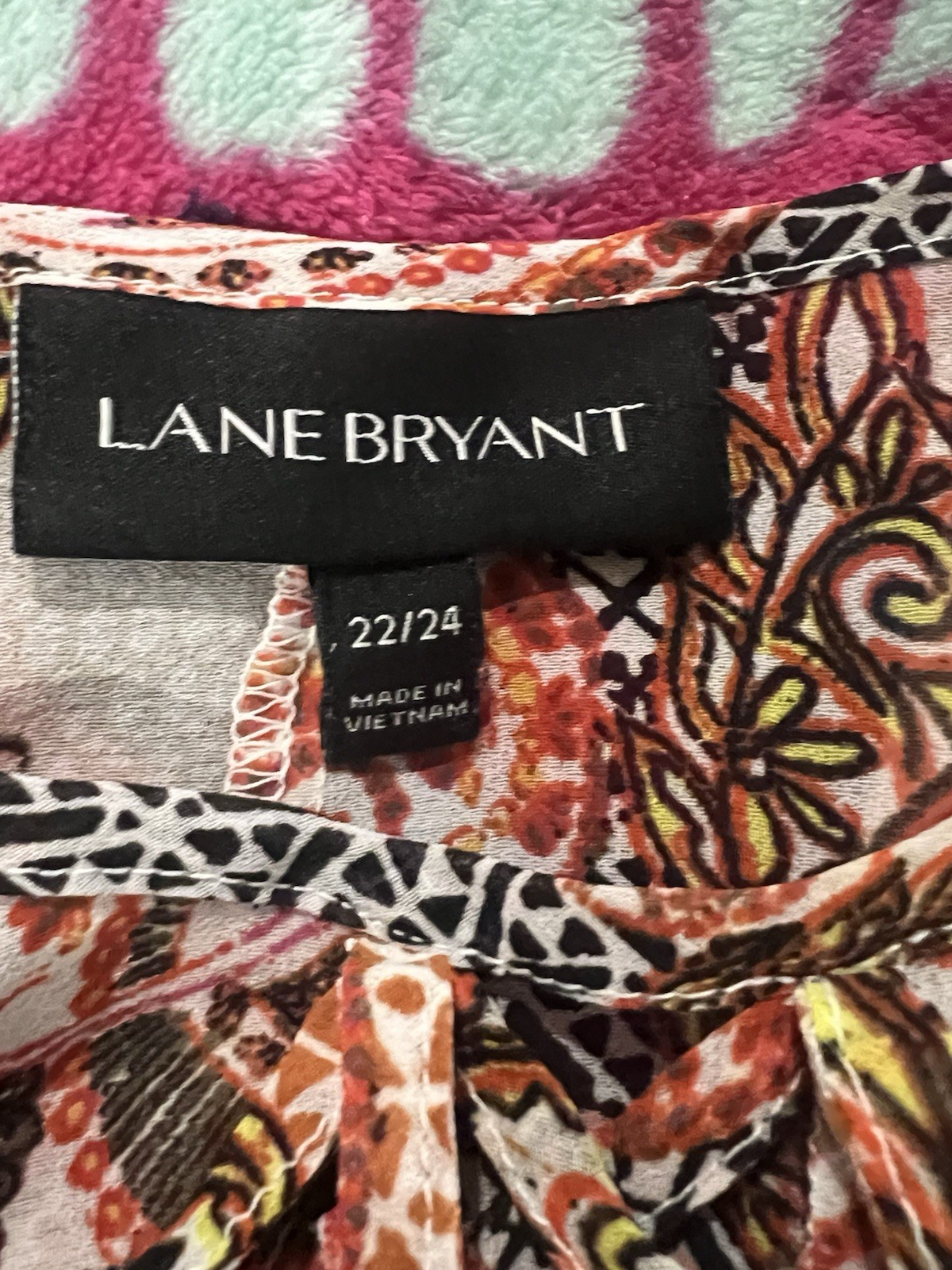 Lane Bryant Plus 22/24 Multicolor Paisley V-Neck Chiffon Tunic