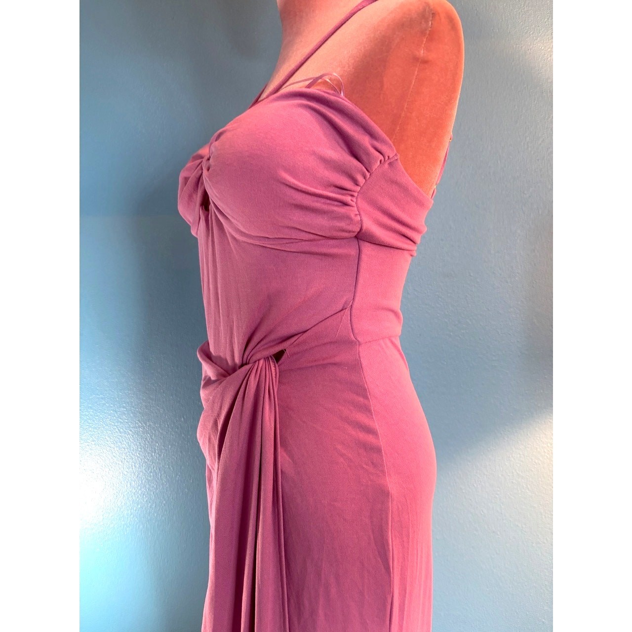 NWT L Space Maxi Dress Bandeau Top Keyhole Spaghetti Strap Orchid Ruched Slit M