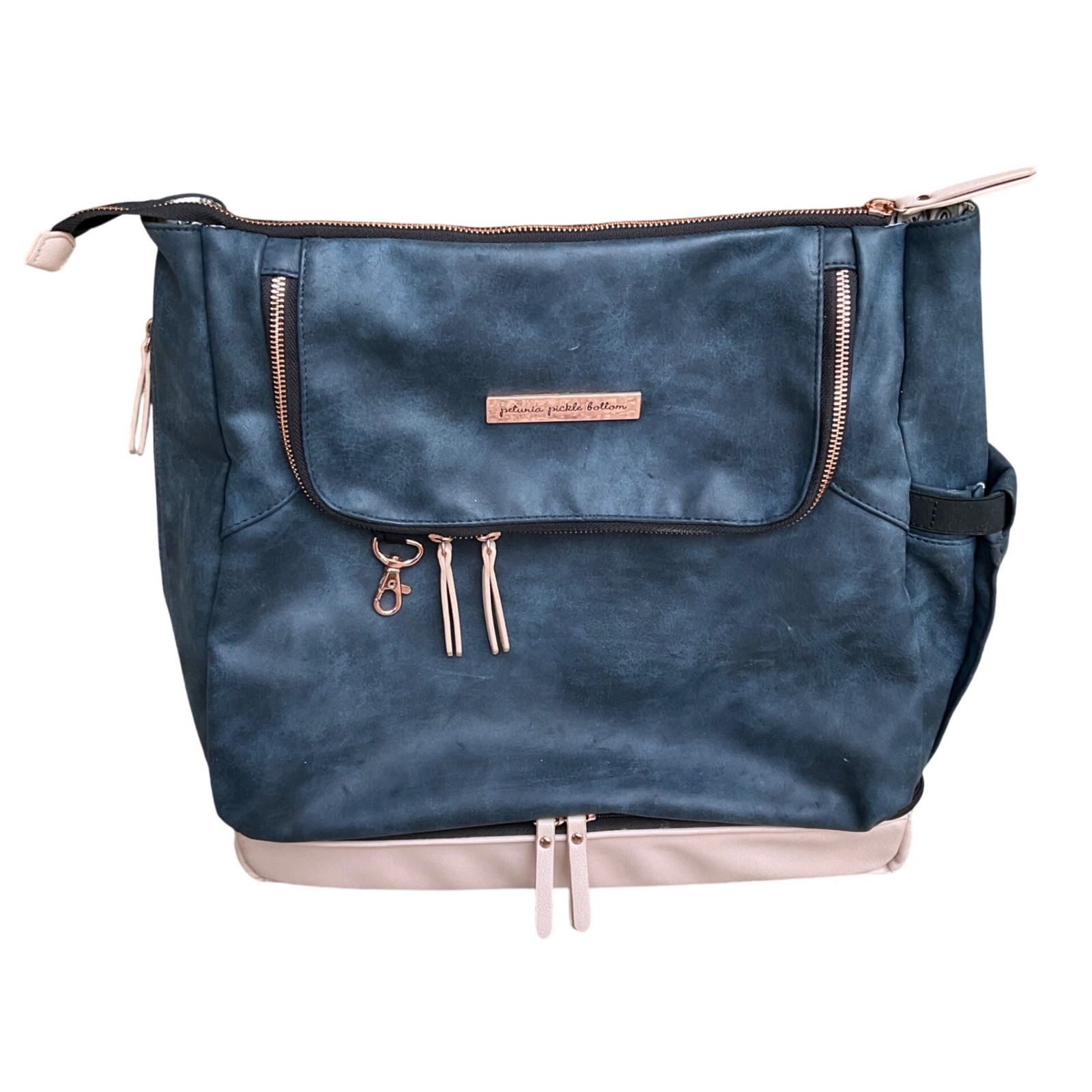 Petunia pickle bottom Pivot Pack indigo blush diaper bag backpack leather vegan