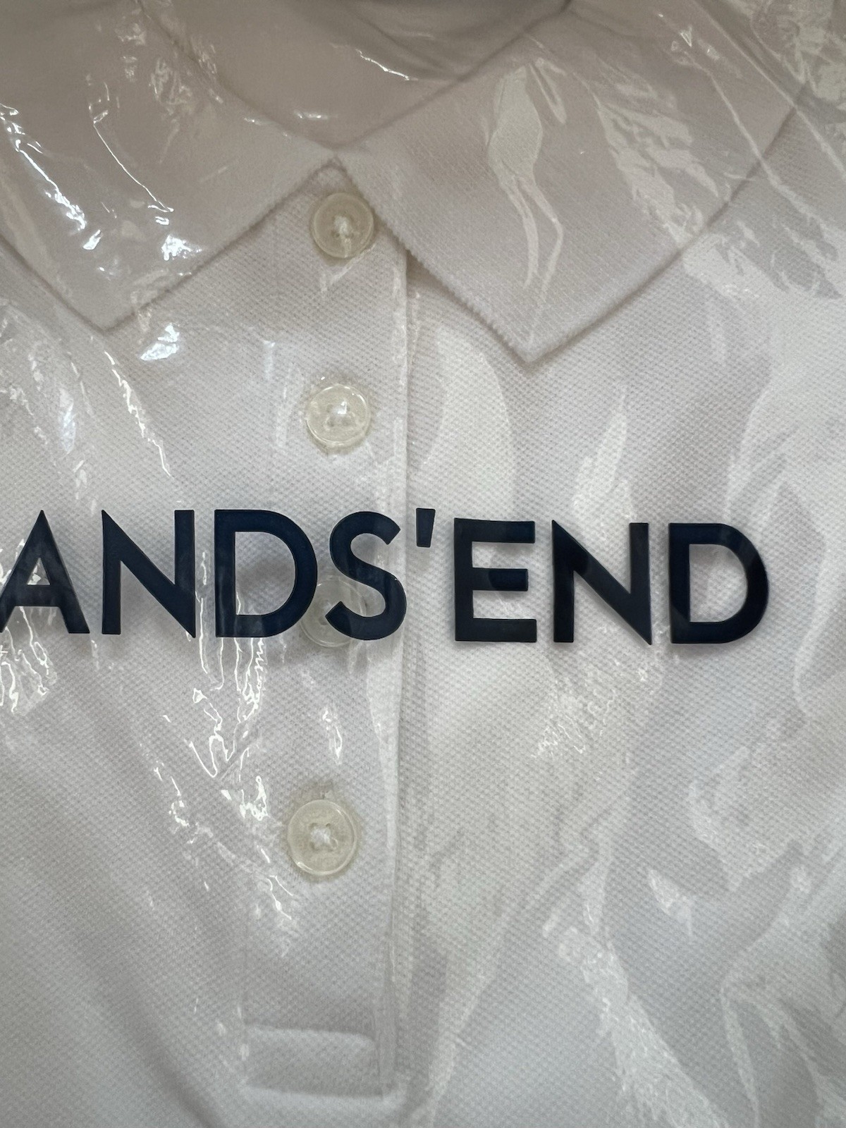 NWT Lands’ End SS White Mesh Polo Shirt, Women XL P Cotton