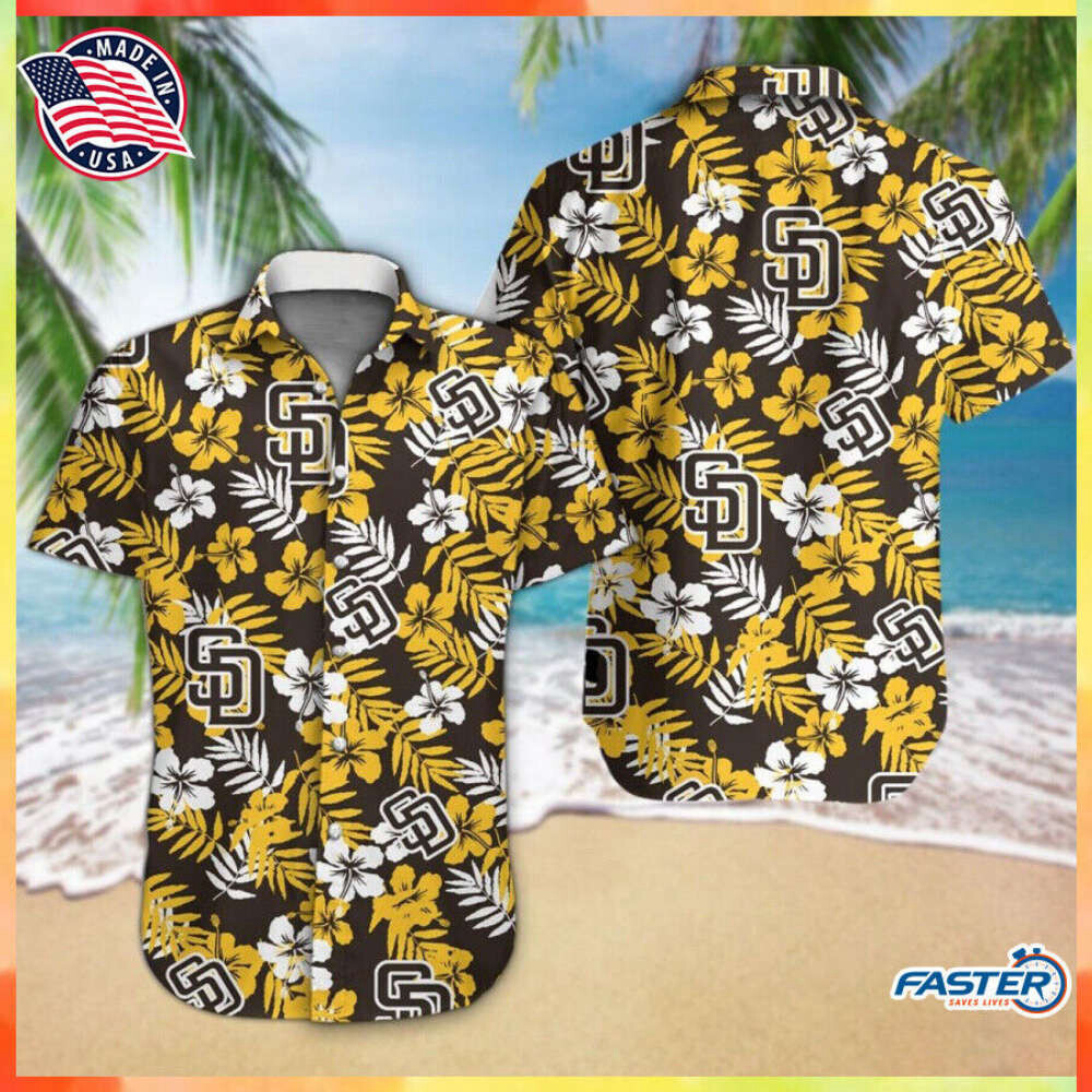 Padres New Hawaiian Shirts Aloha Yellow Brown Color 3D Adult Shirt