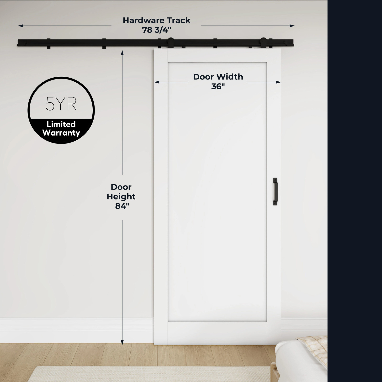 RELIABILT 36-in x 84-in White Mirrored glass MDF Solid core Single Barn Do|26948