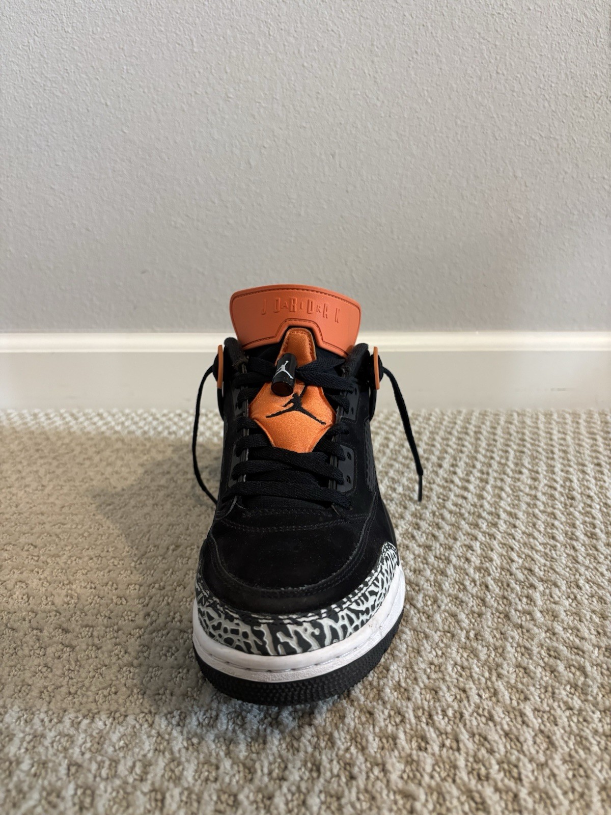 Men’s Jordan Spizike Low, Black/Black-Starfish-White, Size 8