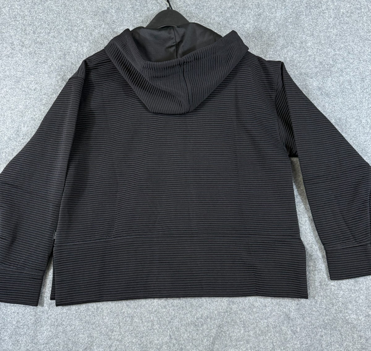 DKNY Ottoman Full Zip Hoodie Womens Medium Black Stretch Lined Drawstring NWT