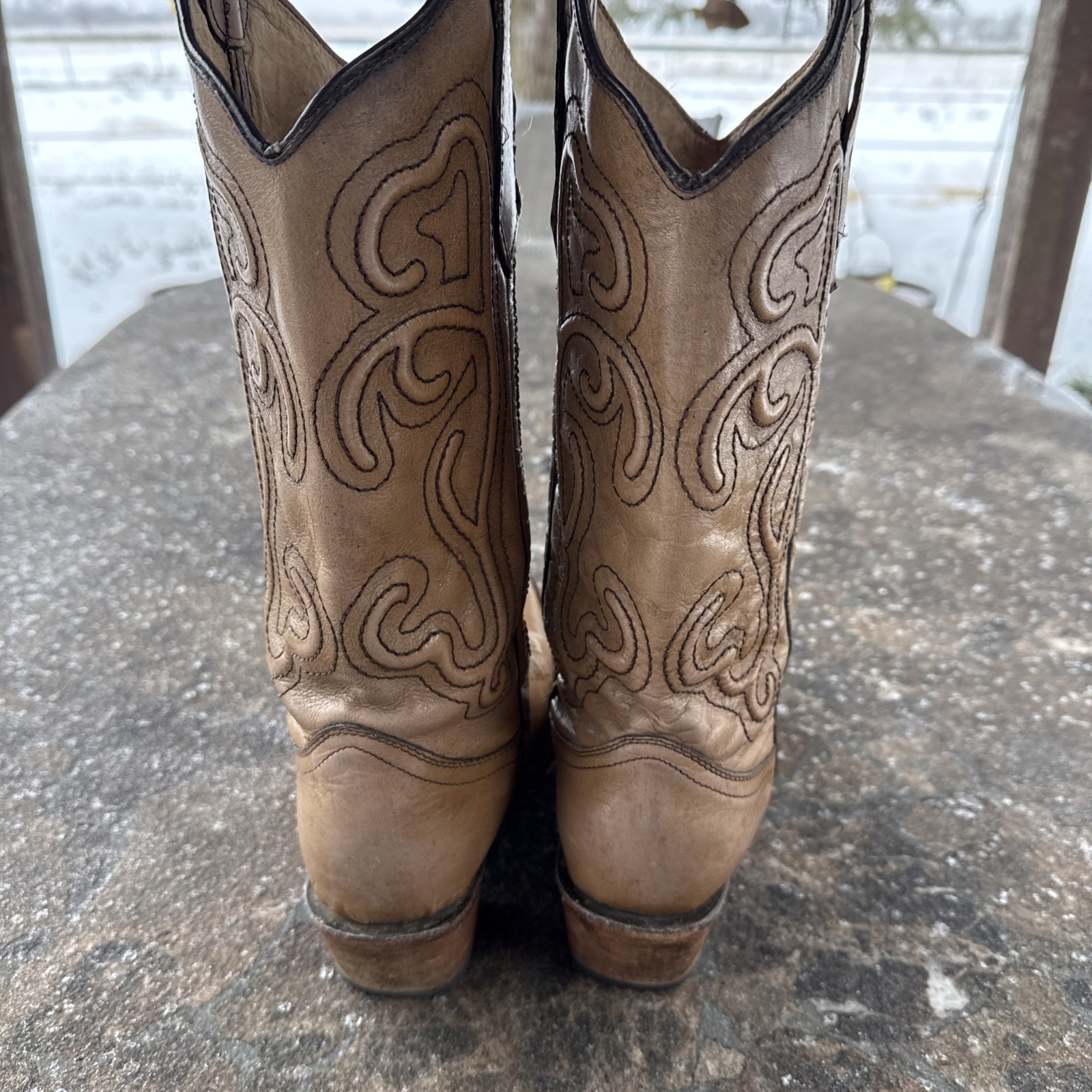 Womens Circle G L5305 Embroidered Cowboy Boots Snip Toe Brown Size 9