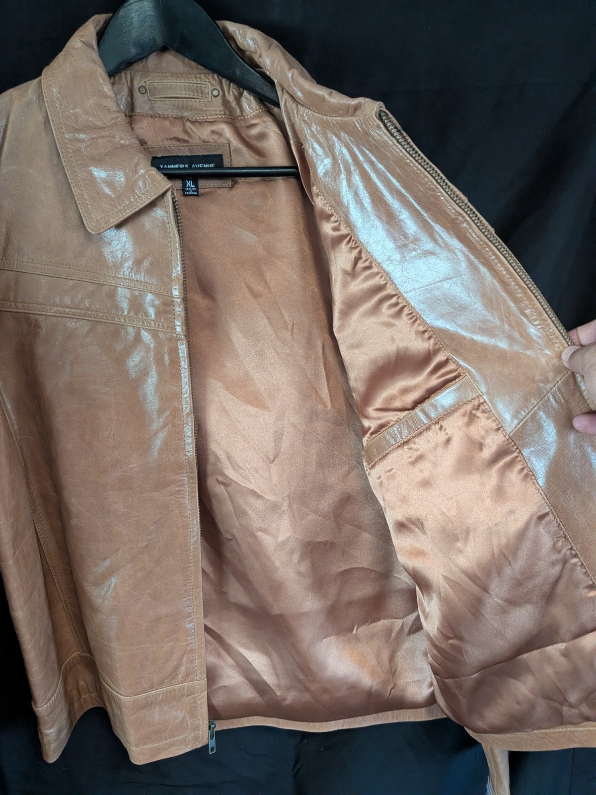 NWT Tanners Avenue 100% Genuine Leather Jacket Men’s XL In Cognac Color
