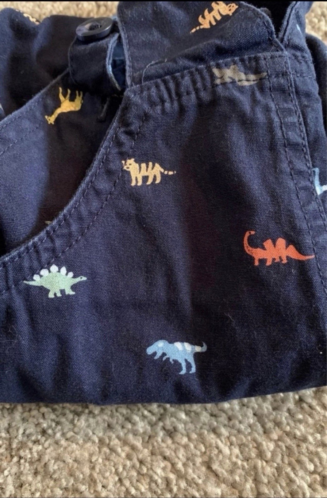 Carter’s 24M Navy Blue Dinosaur Print Cotton Sleeveless Overall One-Piece