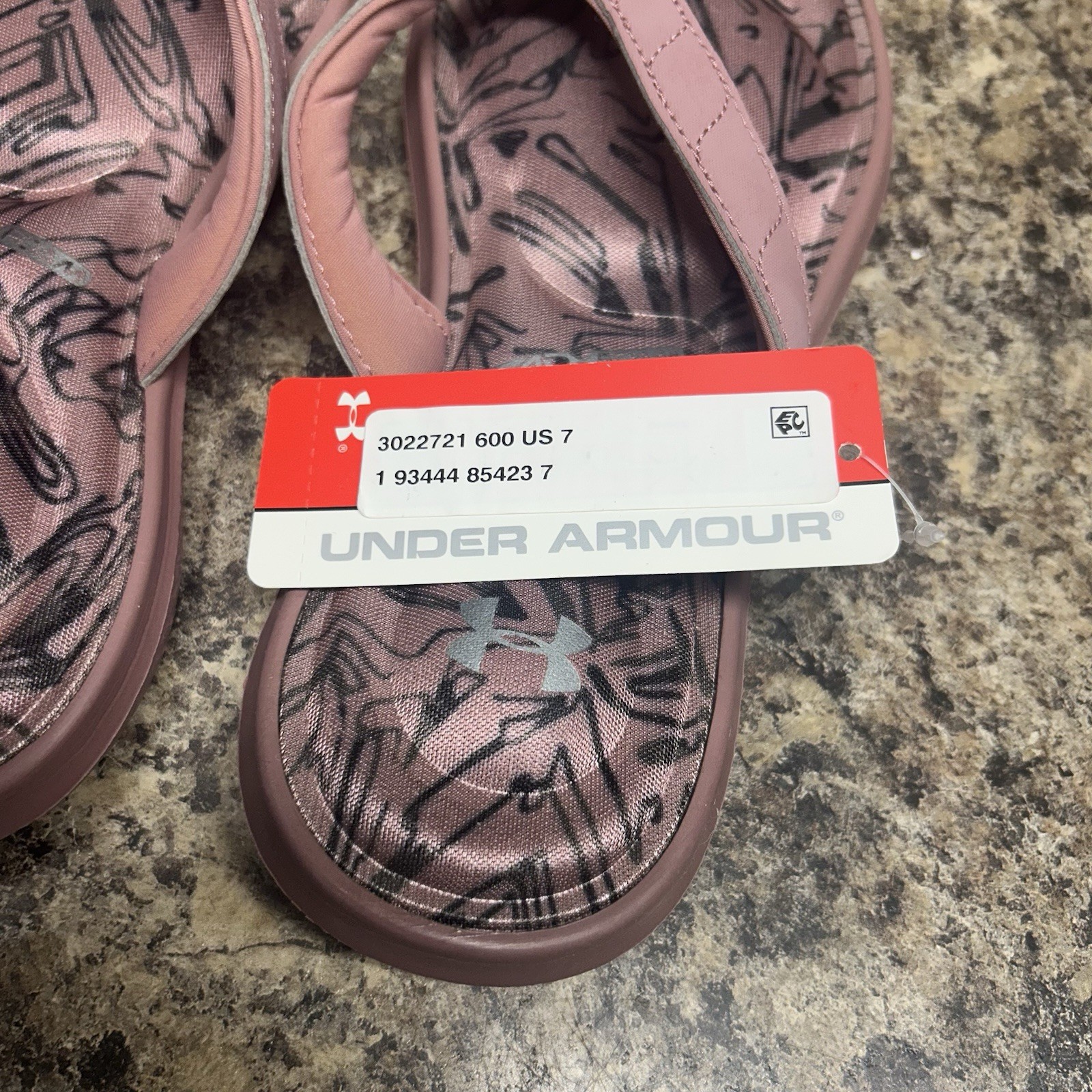 NEW NWT Under Armour Marbella VII Trace Pink Flip Flop Sandals Womens 7