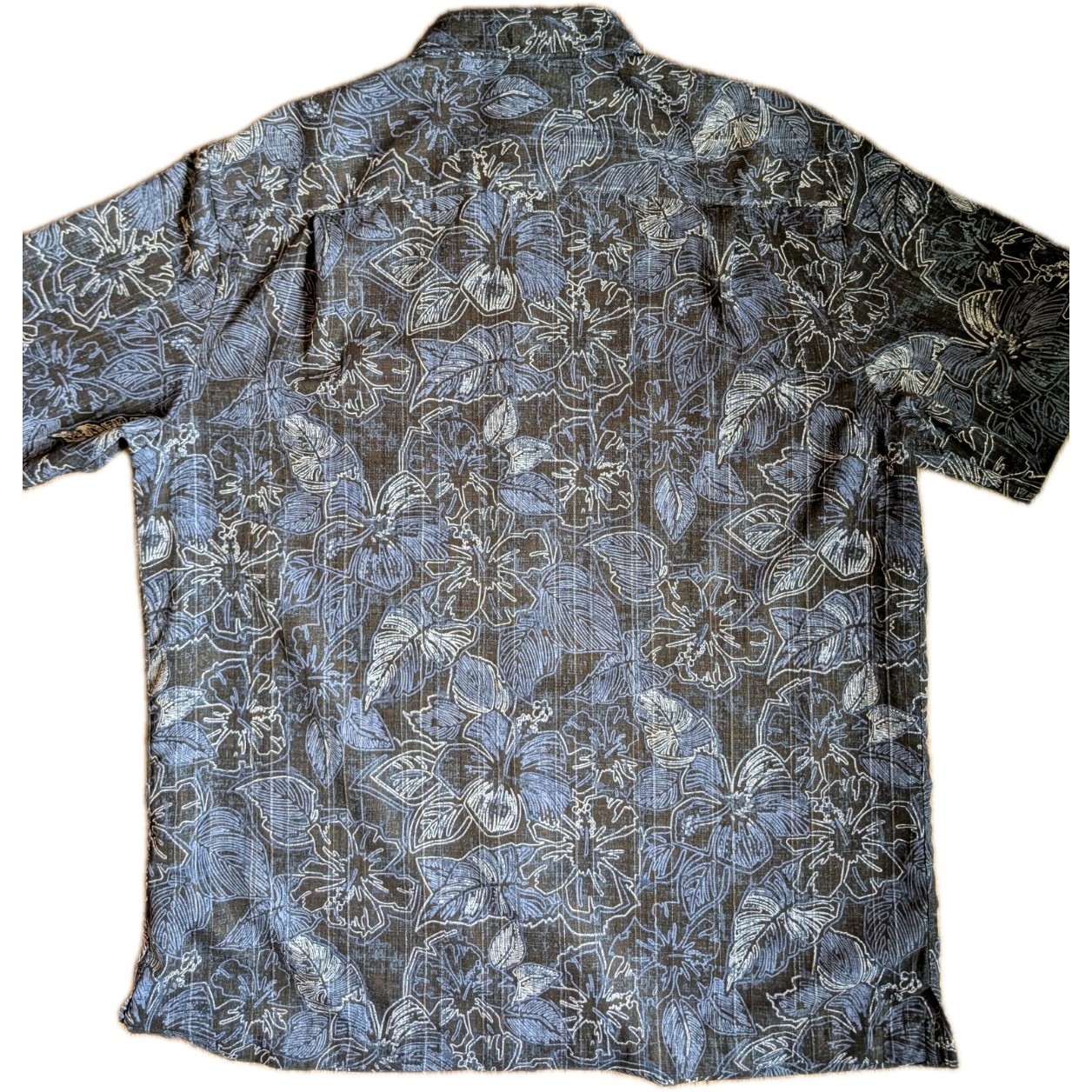 Van Heusen Shirt Mens Large Navy Blue Hawaiian Aloha Casual Vacation Shirt 16.5
