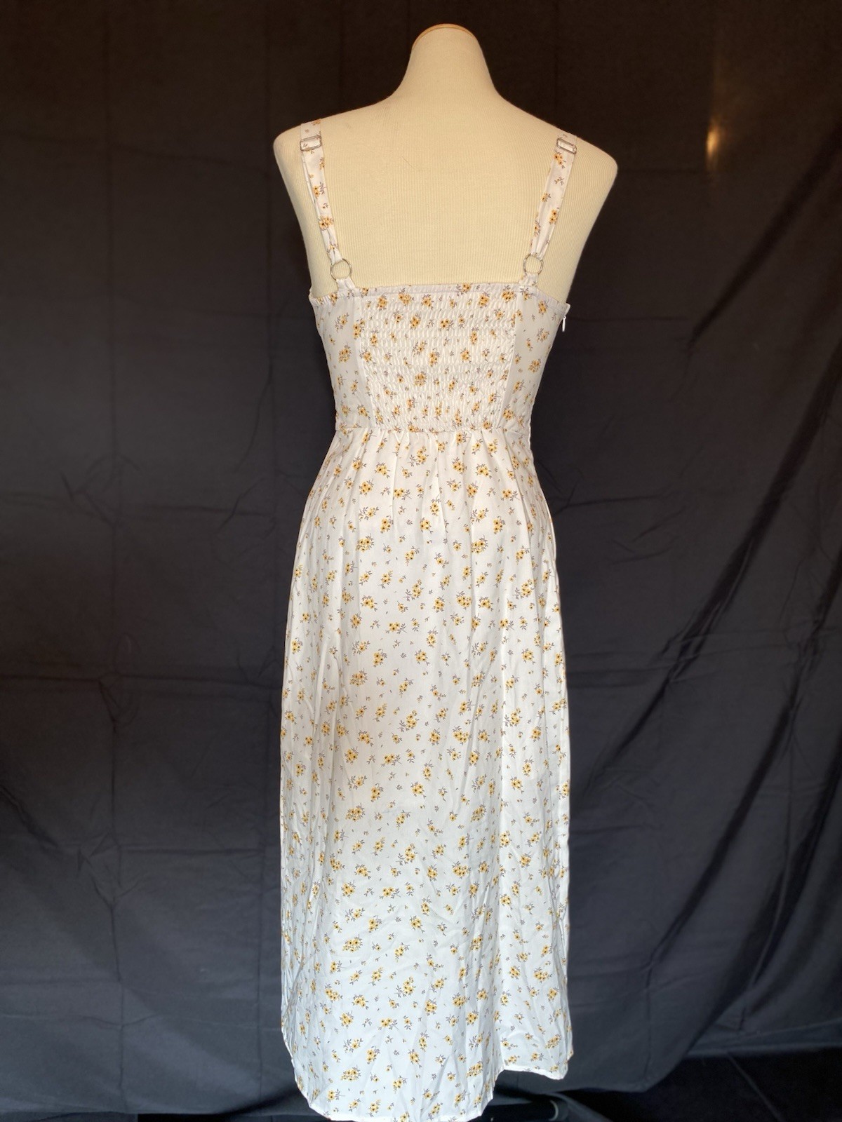 Boutique Yellow Ditsy Floral Bustier Corset Midi Dress