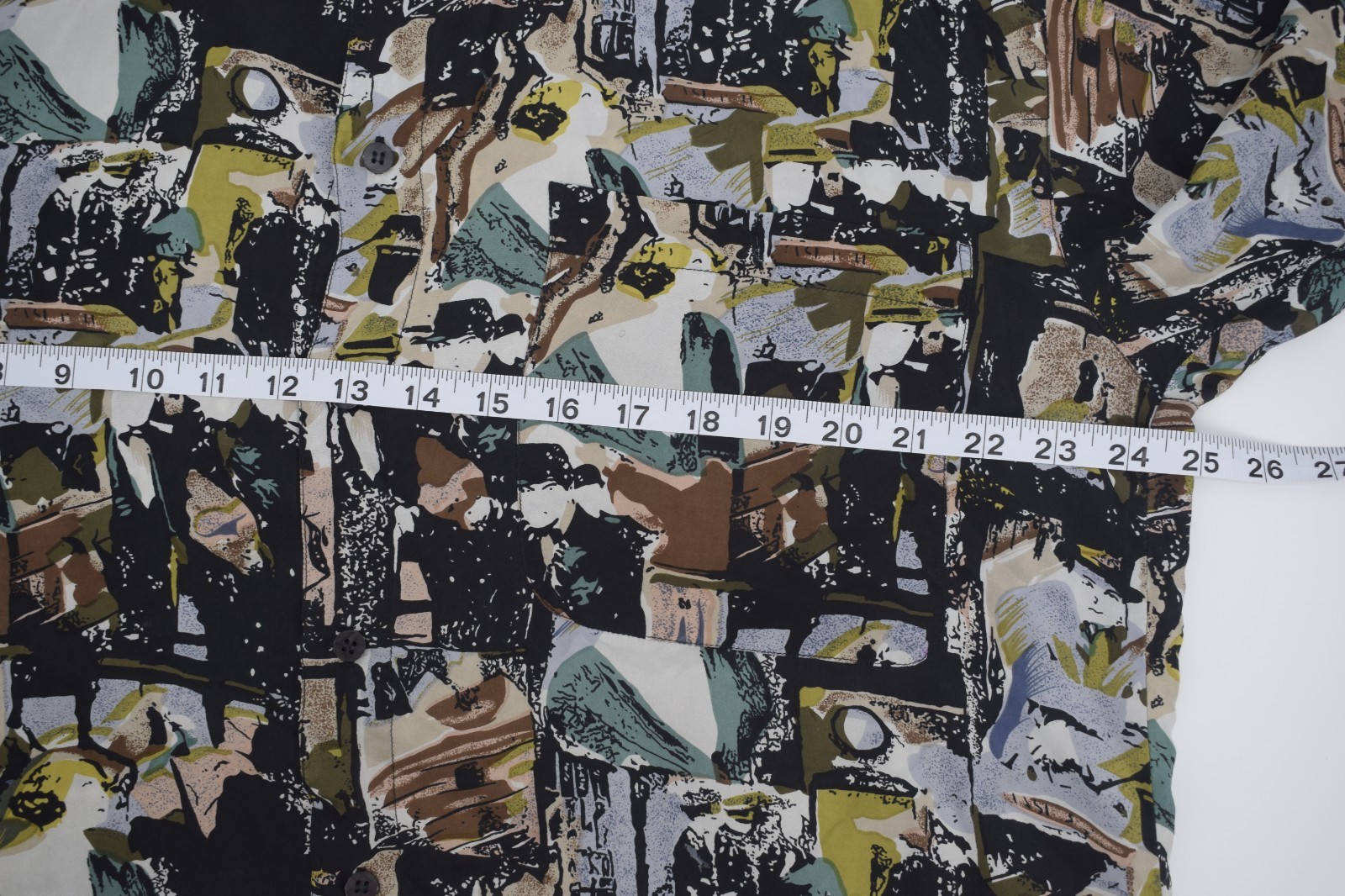 Compass 100% Silk Shirt Mens Medium Abstract Print Hawaiian Camp Shirt