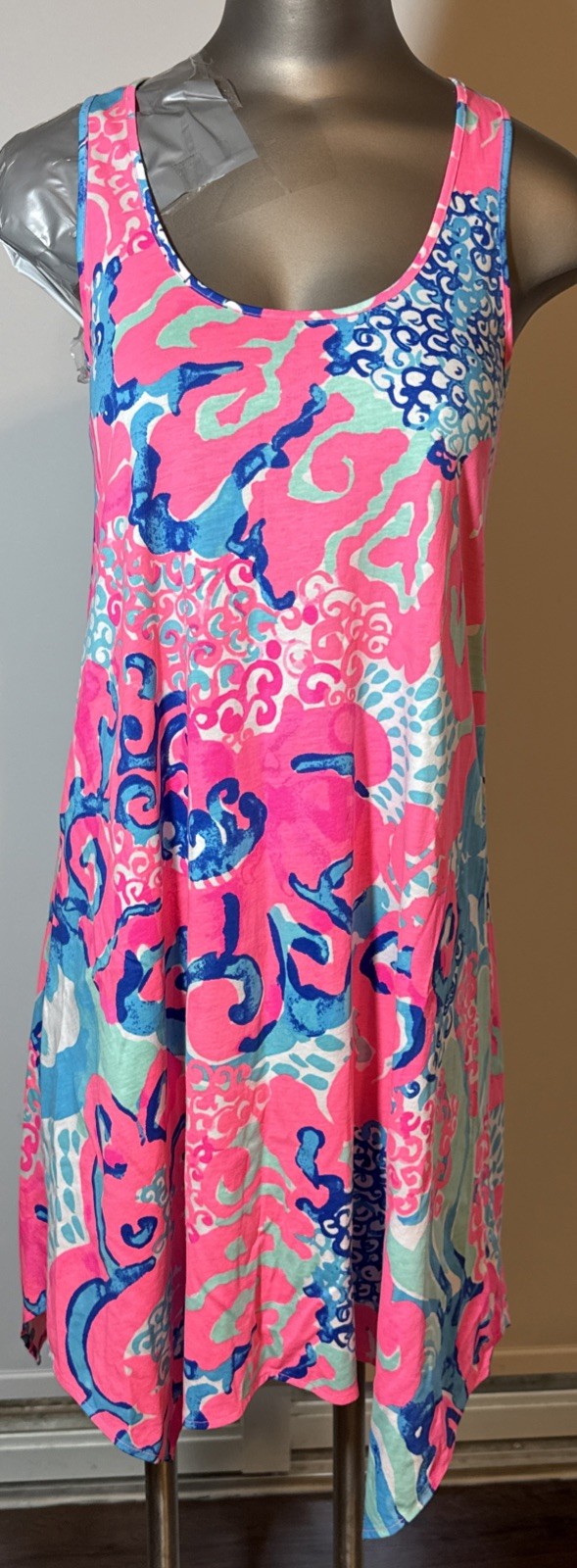 Lilly Pulitzer Melle Dress Coral Reef IM SO JELLY Pink Blue White XXS Racerback