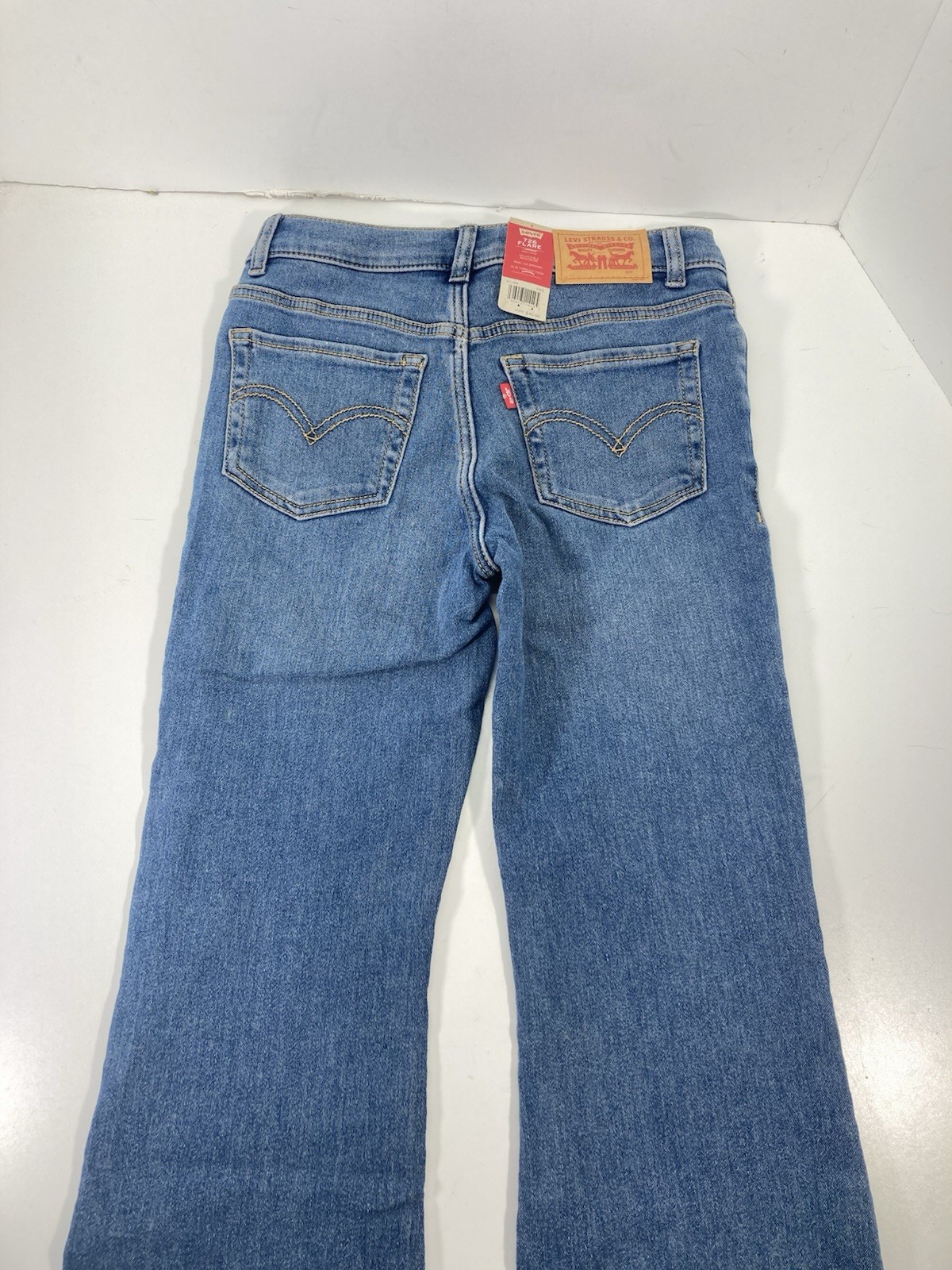 Levis 726 Flare Jeans Girls 8 24X26 Blue Denim Stretch Adjustable High Rise NWT
