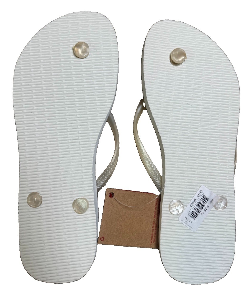 Havaianas Slim Women’s Flip Flops White Pearl Size 9/10 Brazil 39/40 NWT