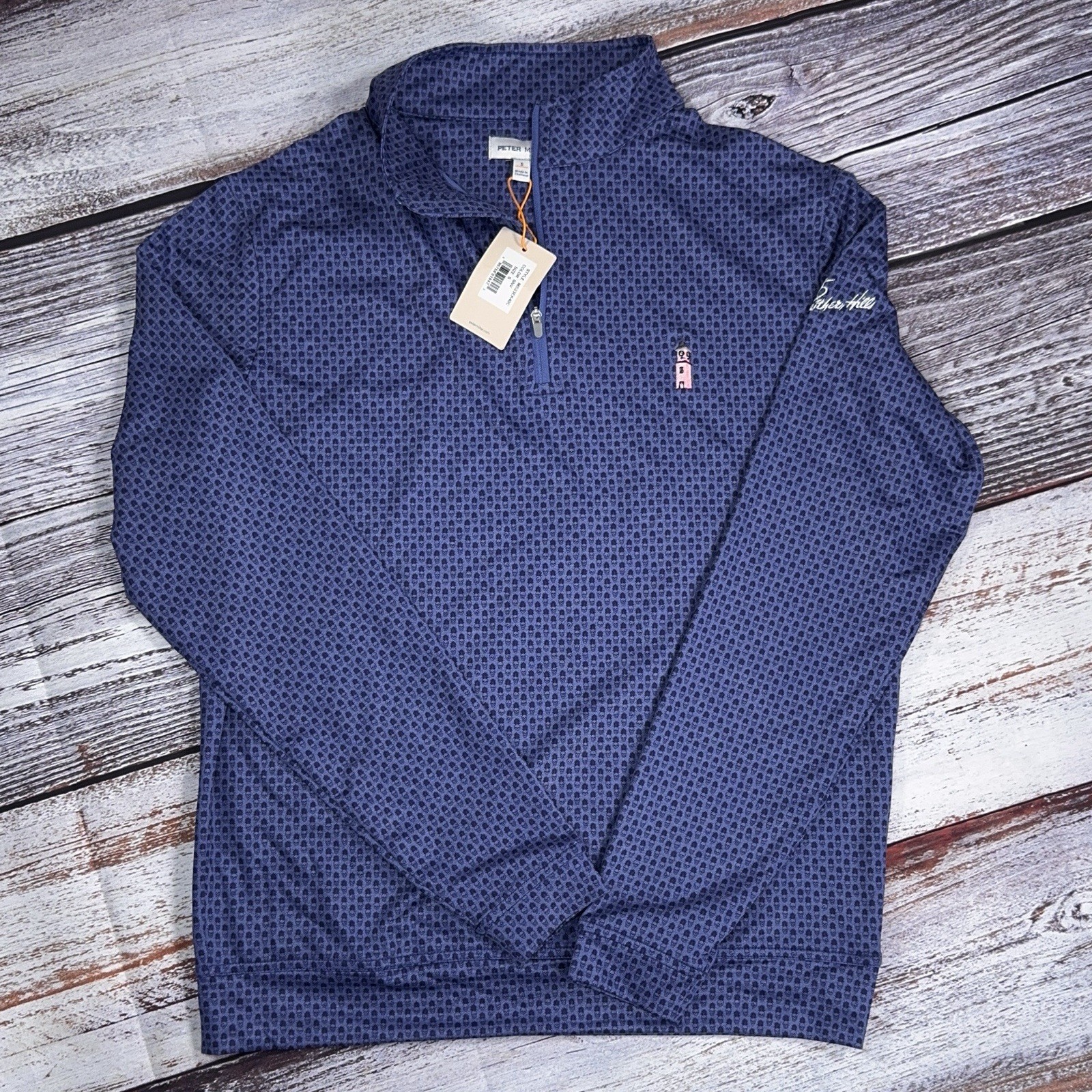 NWT SOUTHERN HILLS CC 1/4 Zip Pullover – Navy Blue Bandana PETER MILLAR – SMALL