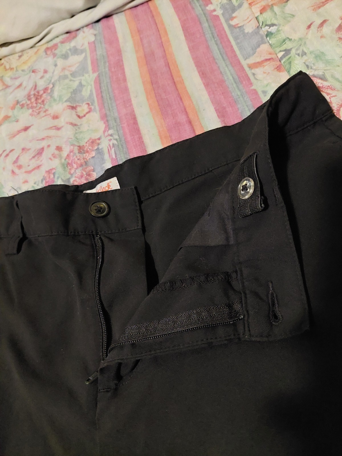 Cat & Jack Black Flat Front Dress Pants 16 Regular 28in Waist Cotton Blend