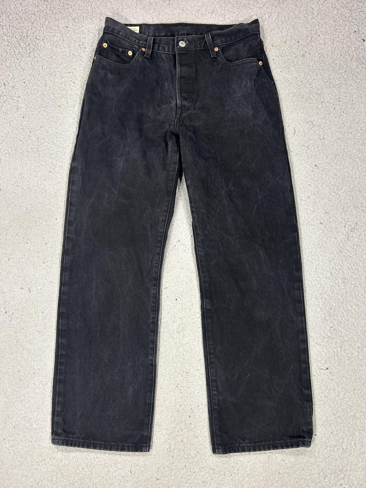 Levis 501 90s Jeans Womens 30 Black Charcoal Wash High Rise Relaxed Straight