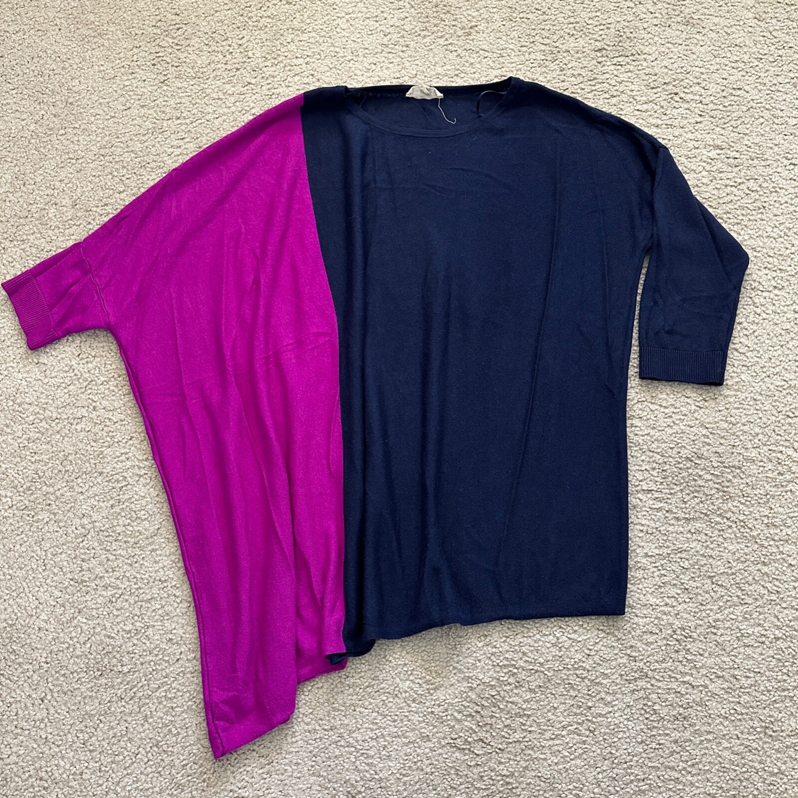 PHASE EIGHT Sweater Asymmetric Color block Blue Pink Lightweight size S