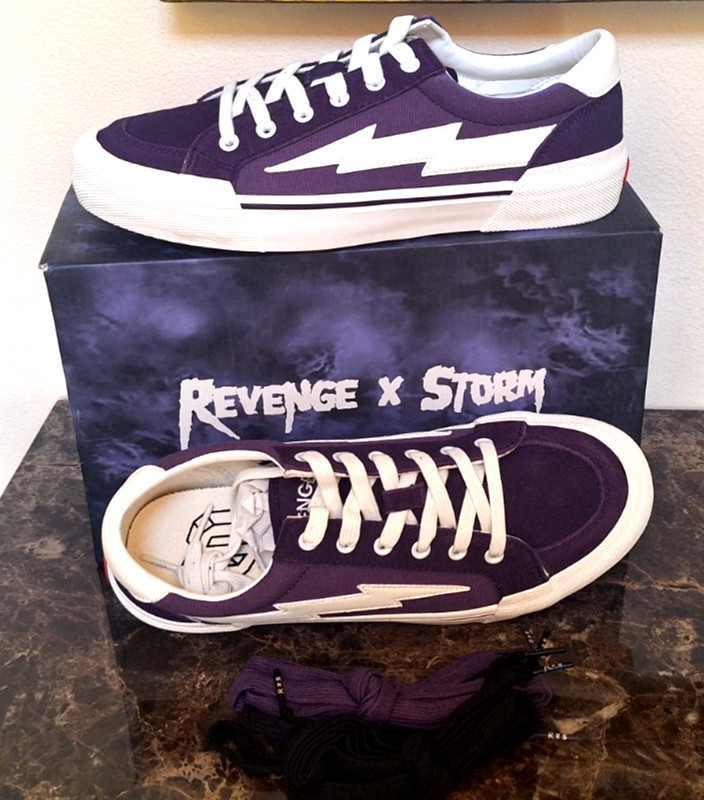 Revenge x Storm Vol. 2 Low Dark Violet White Canvas Shoes Lace Up Mens 9 NWB