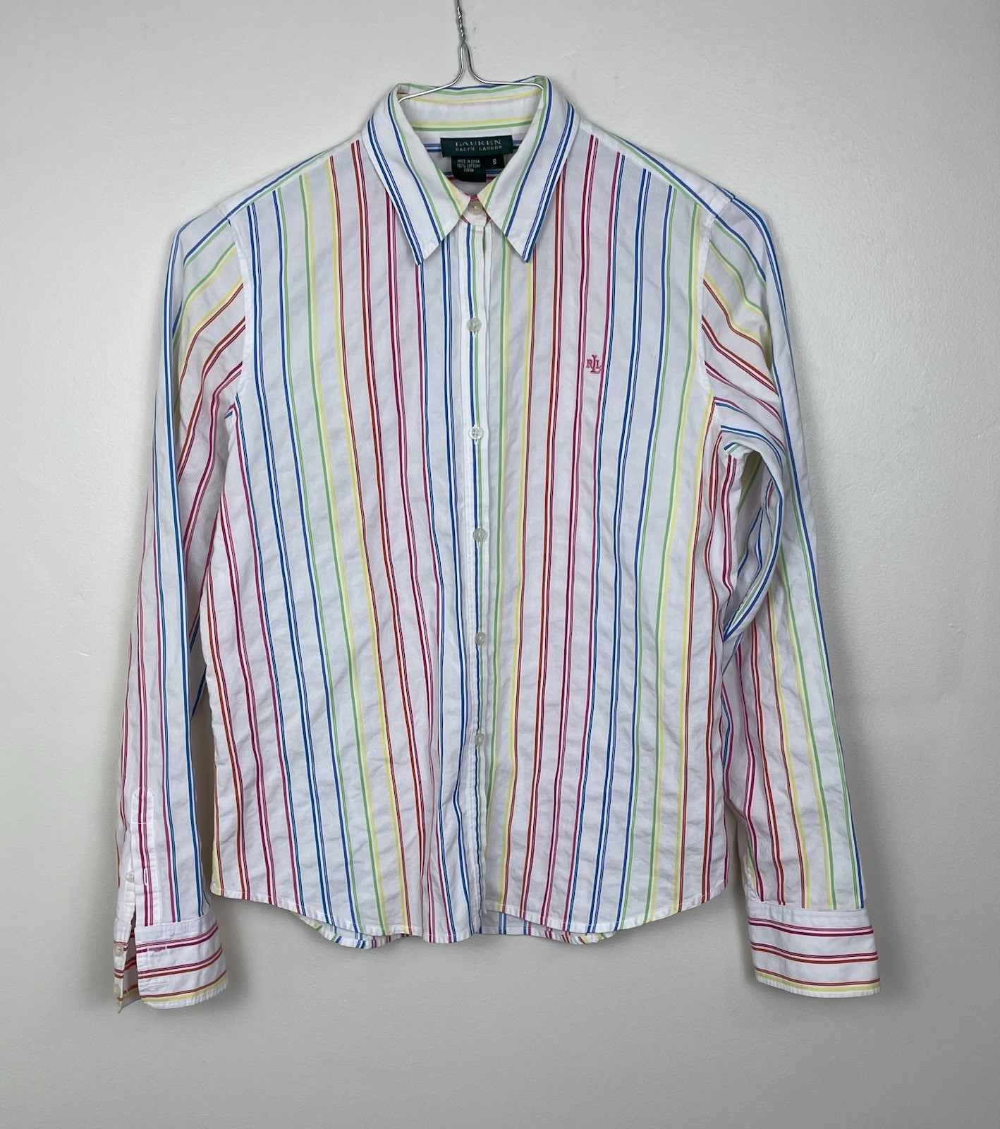 Women’s Ralph Lauren Sporty Prep Timeless Classic Staple Rainbow Button Up Small