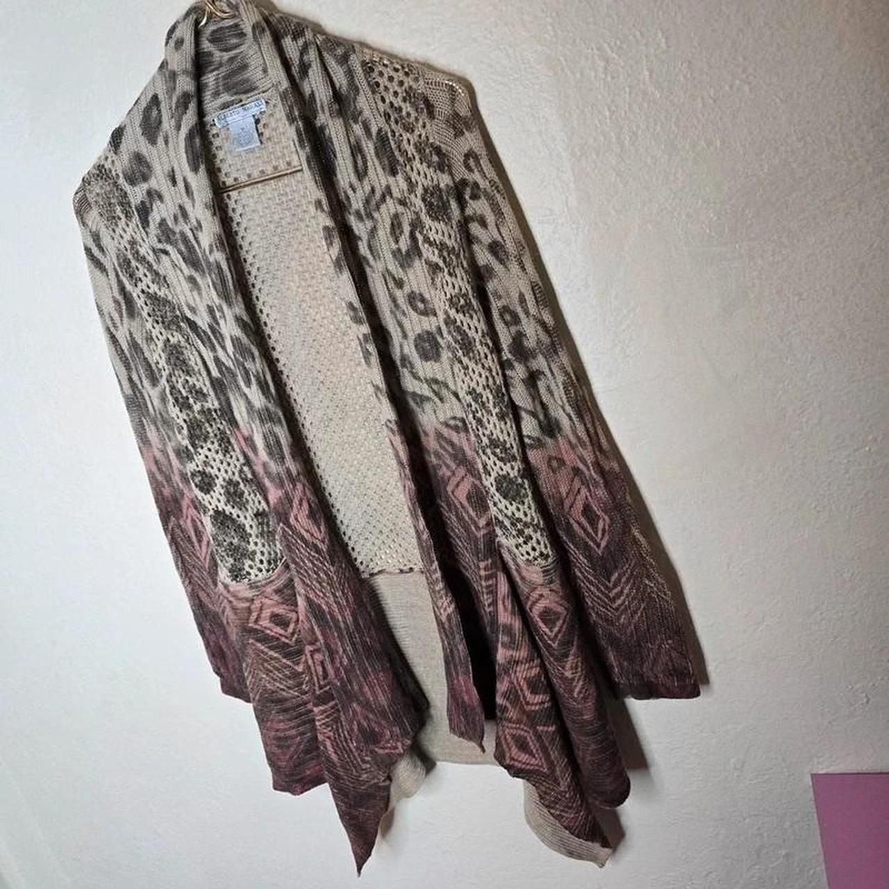 Alberto Makali Mixed Print Wool Blend Open Front Cardigan