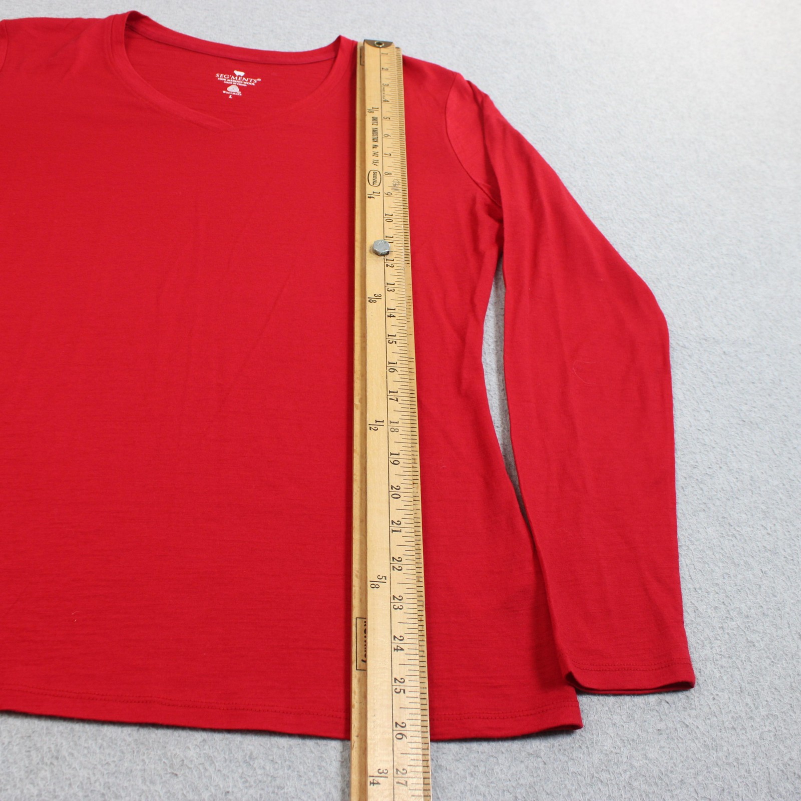 SEG’MENTS Merino Wool Shirt Womens Large Red Long Sleeve Base Layer Lightweight