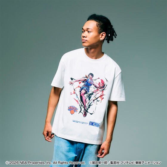 ONE PIECE × NBA T-Shirts ACE×New York KNICKS BLACK、White