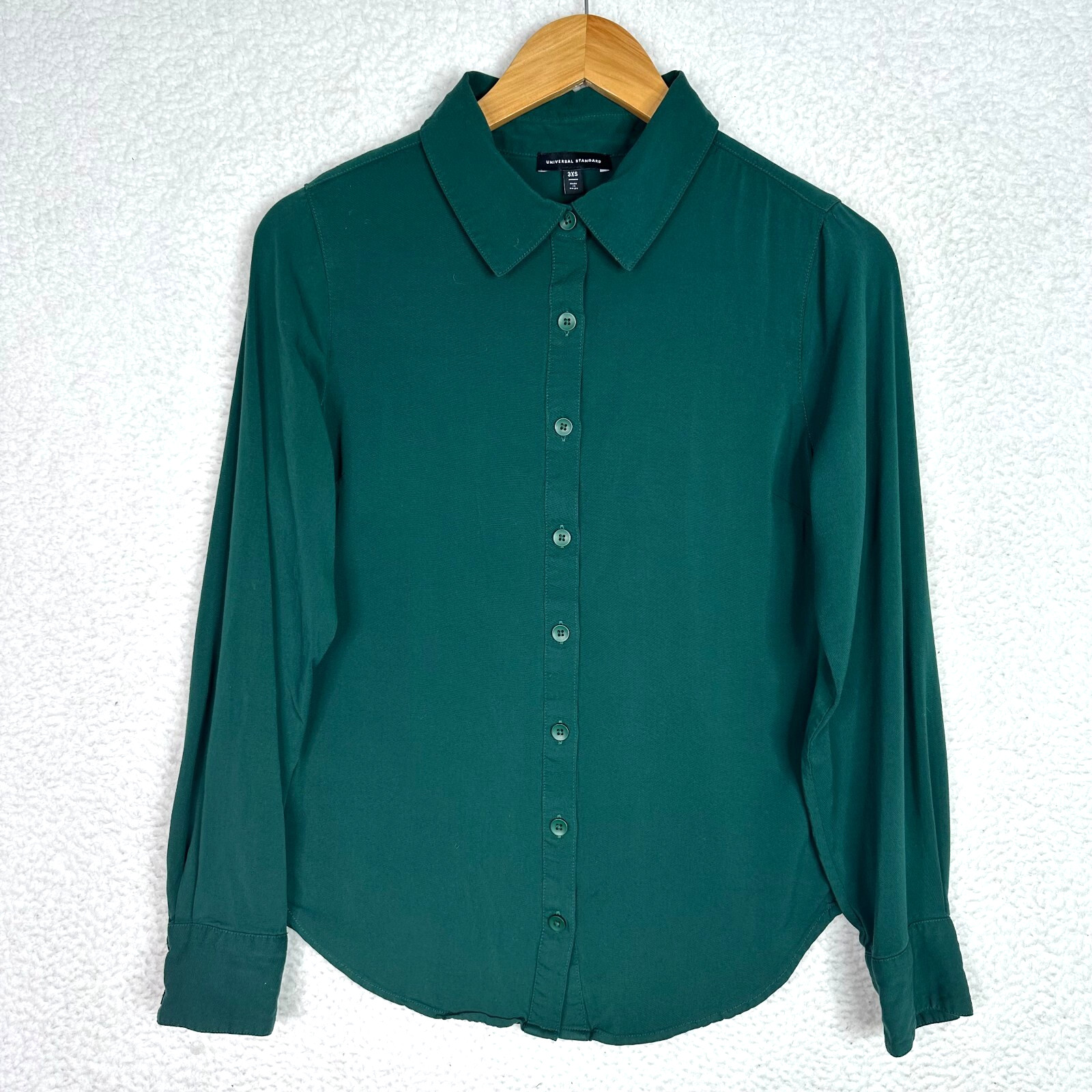 Universal Standard Button Up Shirt Womens 3XS (2-4) Green Ecovero Viscose
