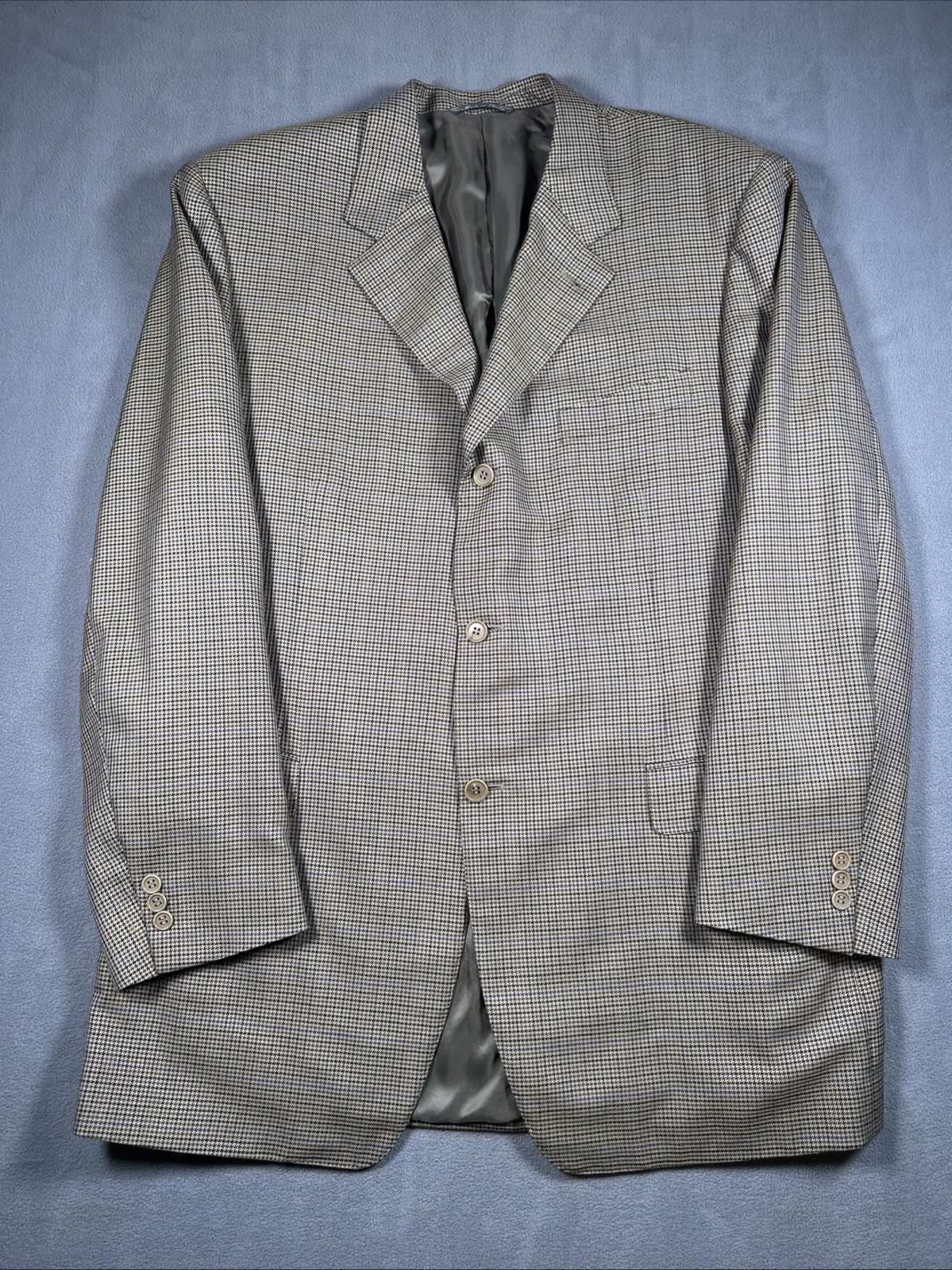 Canali Proposta Blazer Mens 58L Houndstooth Tweed Blazer Silk Wool Made In Italy
