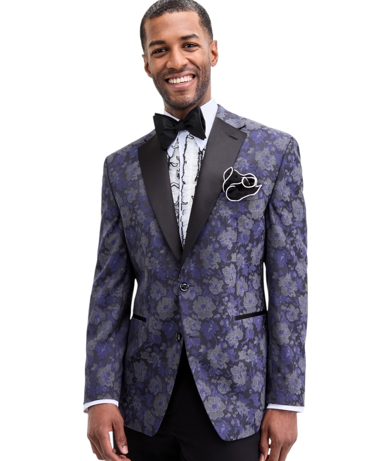 Tayion Collection Men’s Classic-Fit Floral Jacquard Dinner Jacket -Purple -42 R