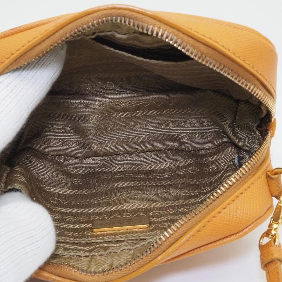 Prada Saffiano Leather Camel Camera Bag Crossbody Gold Hardware Auth