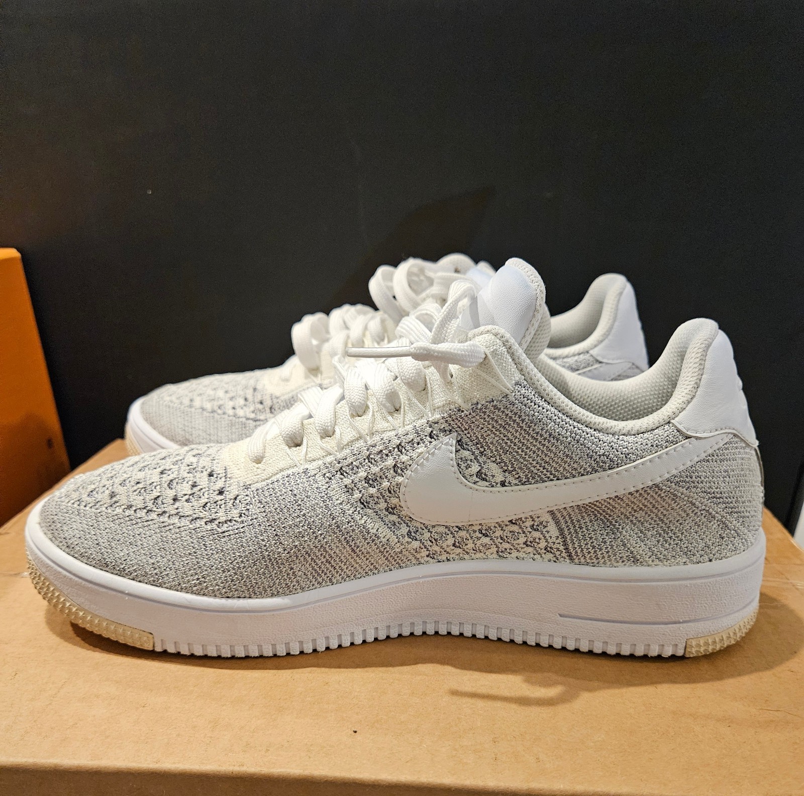 NIKE 2015 AIR FORCE 1 LOW 817419-006 FLYKNIT COOL GREY US 10.5