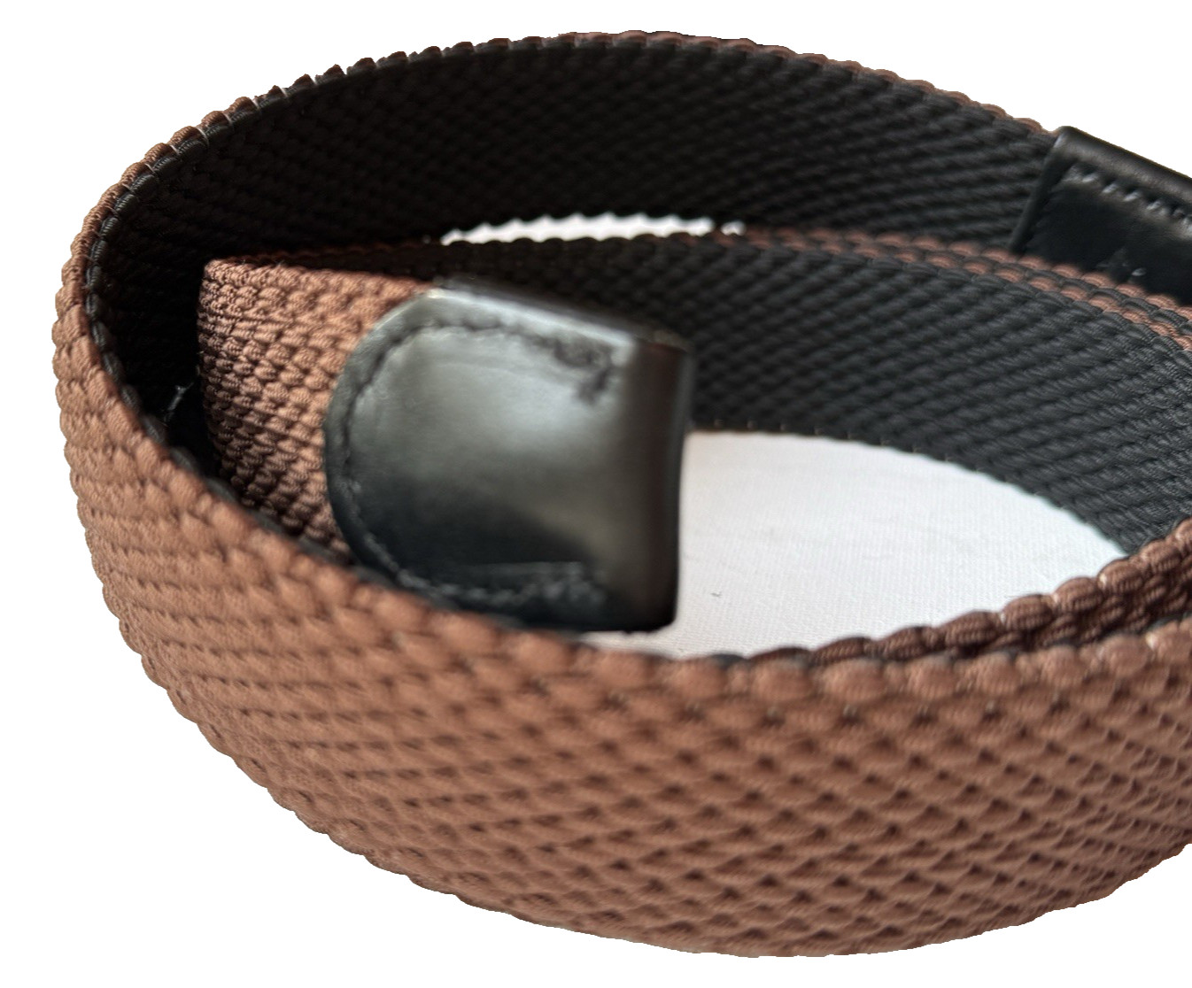 Tommy Bahama Mens Stretch Braided Reversible Belt Brown/Black L/XL Silver Buckle
